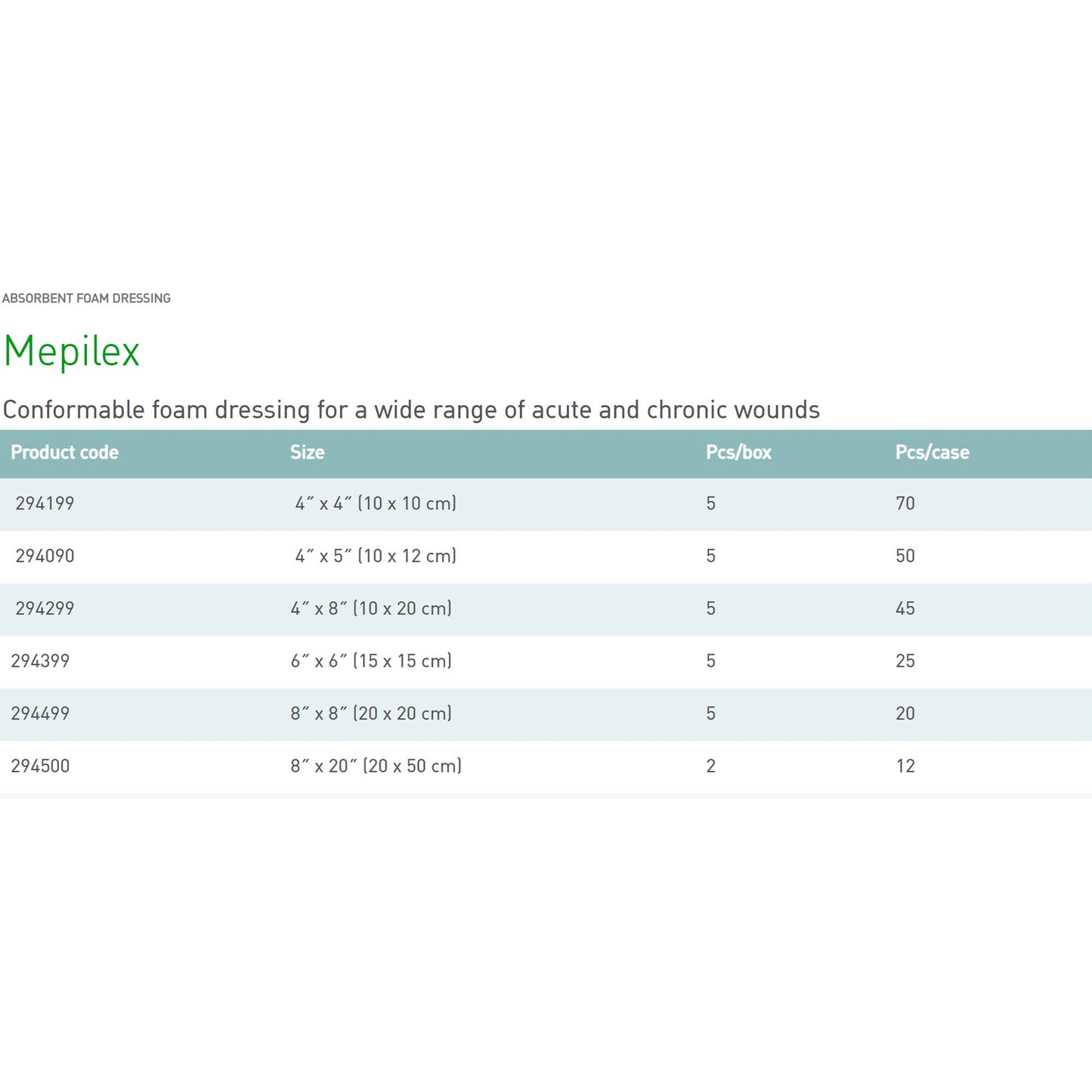 DRESSING, MEPILEX FOAM 6X6" (5/BX 5BX/CS)