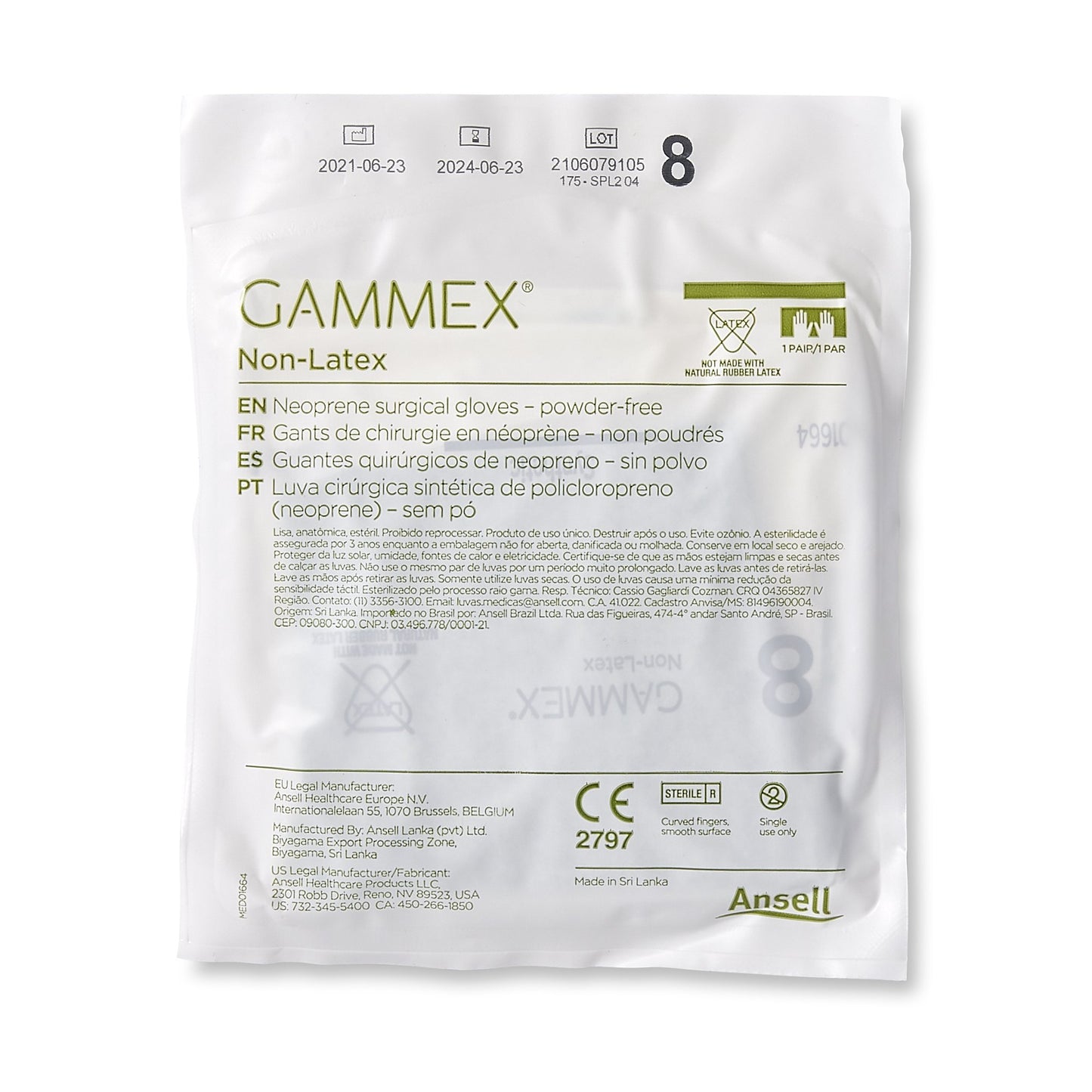 GLOVE, SURG NPRN 8.0 STR2 SMTHCHEMO (50PR/BX 4BX/CS)