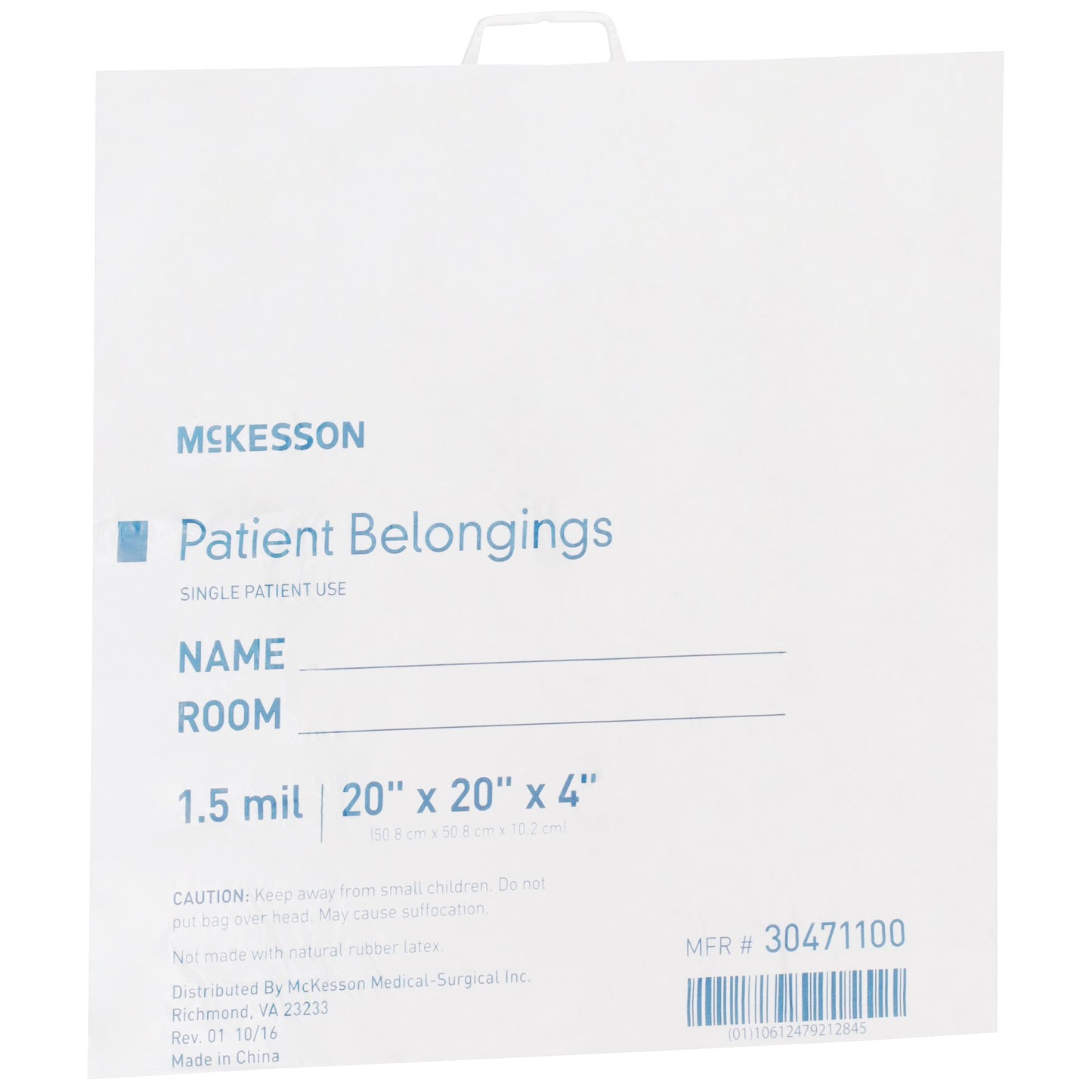 BAG, PAT HNDL 20X20X4 WHT (250/CS)