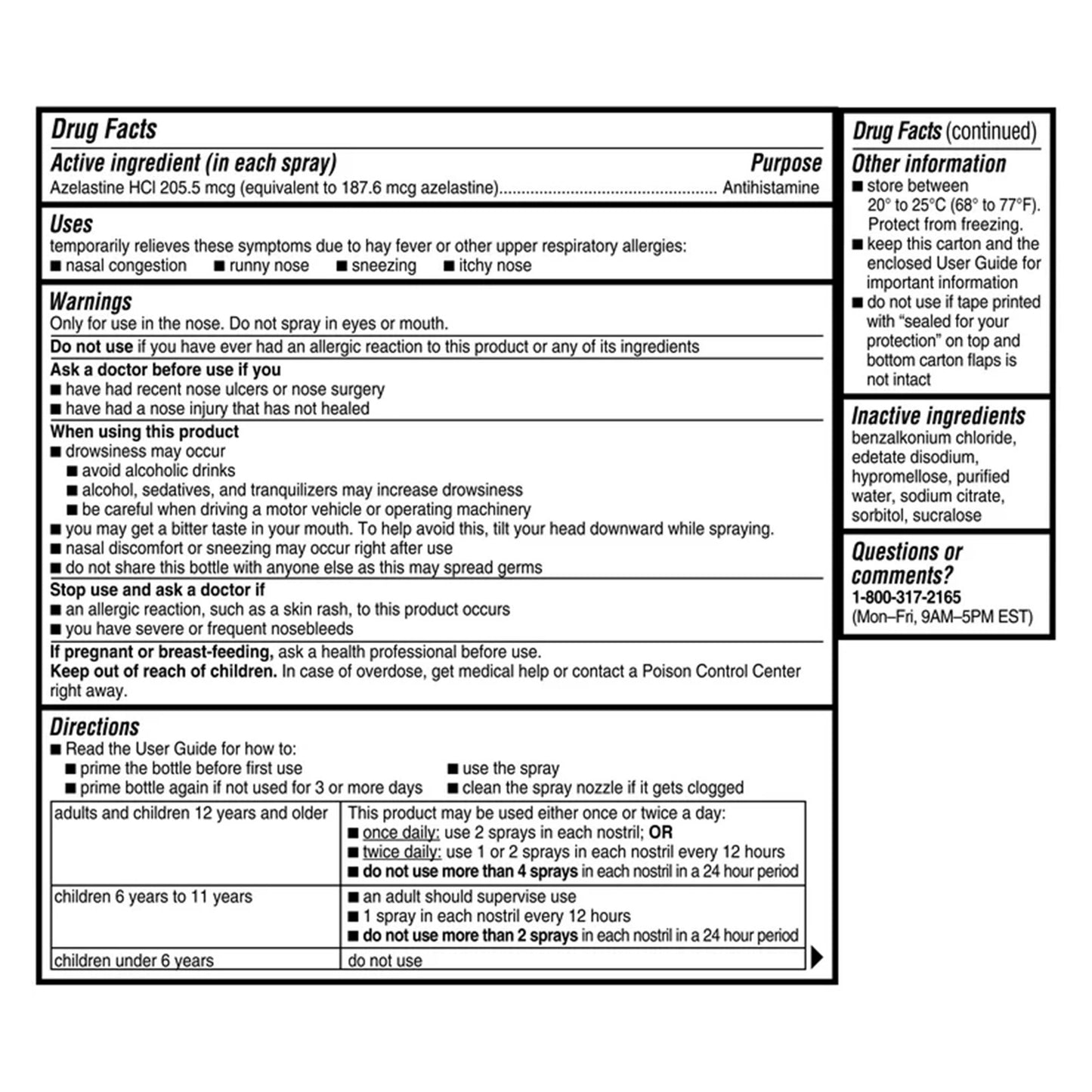 ASTEPRO ALLERGY, SPR NASAL CHLD 60METERED SPRAYS 205.5MCG