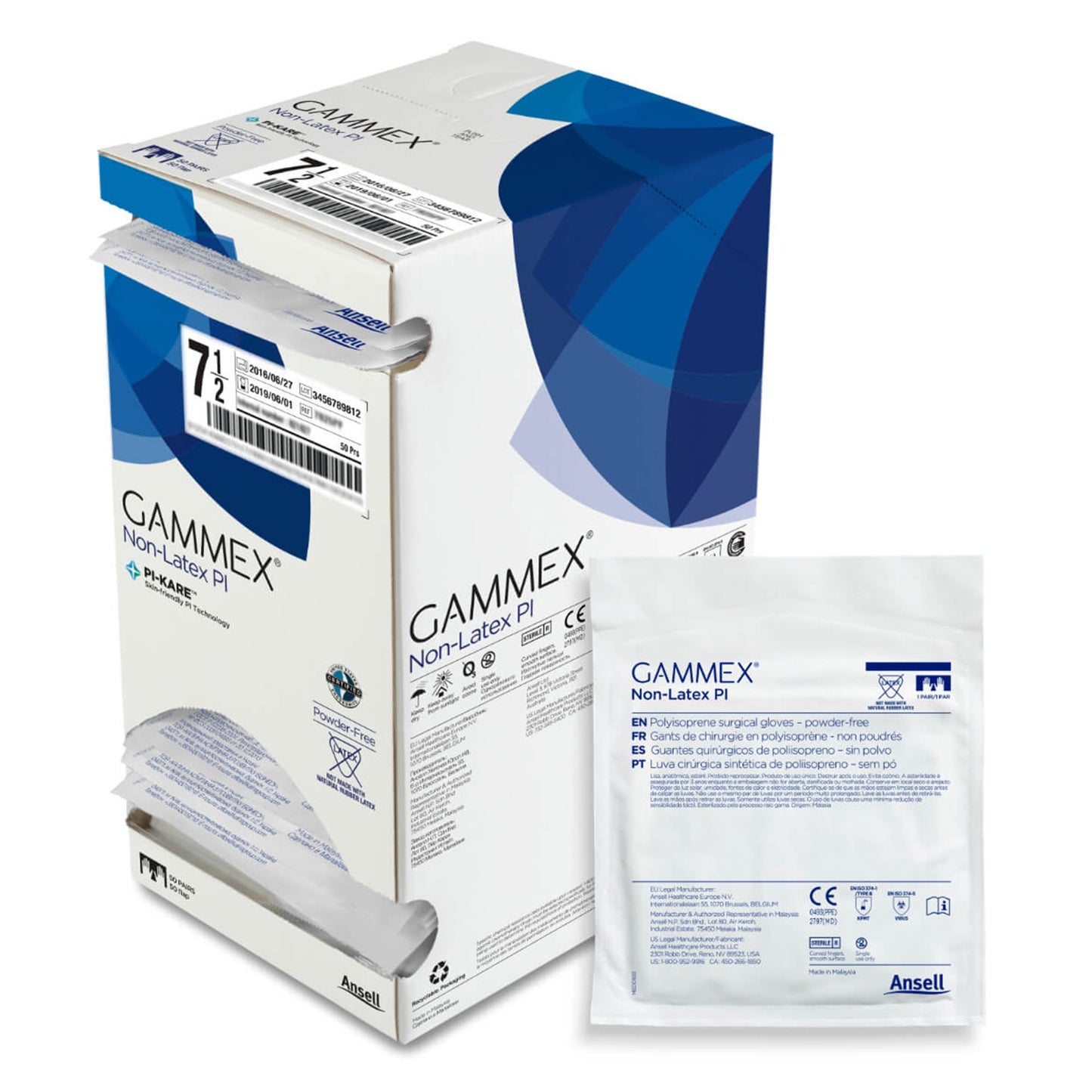 GLOVE, SURG PLYISO 7.5 STR2 SMTH (50PR/BX 4BX/CS)