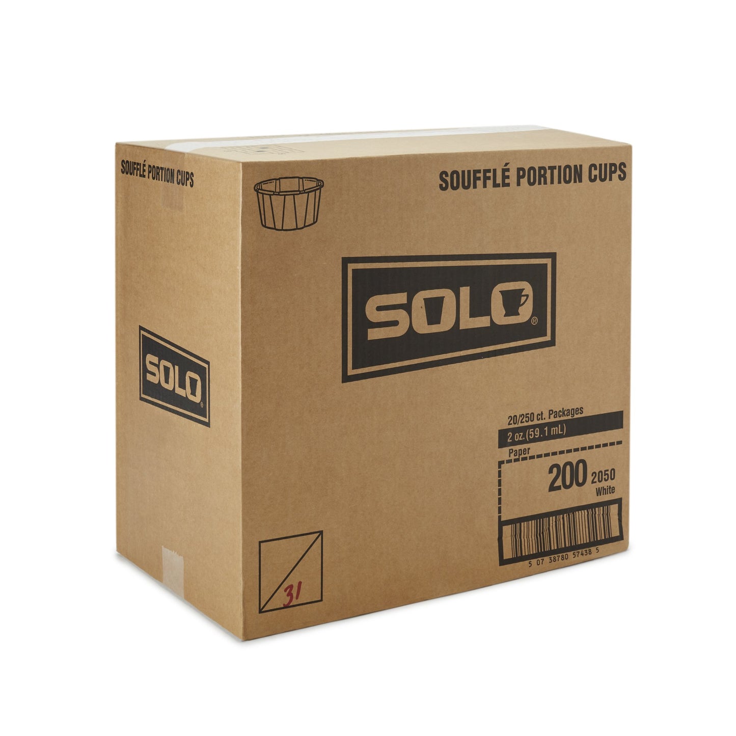 CUP, PAPER SOUFFLE TRTD WHT 2OZ (250/SL 20SL/CS) SOLO