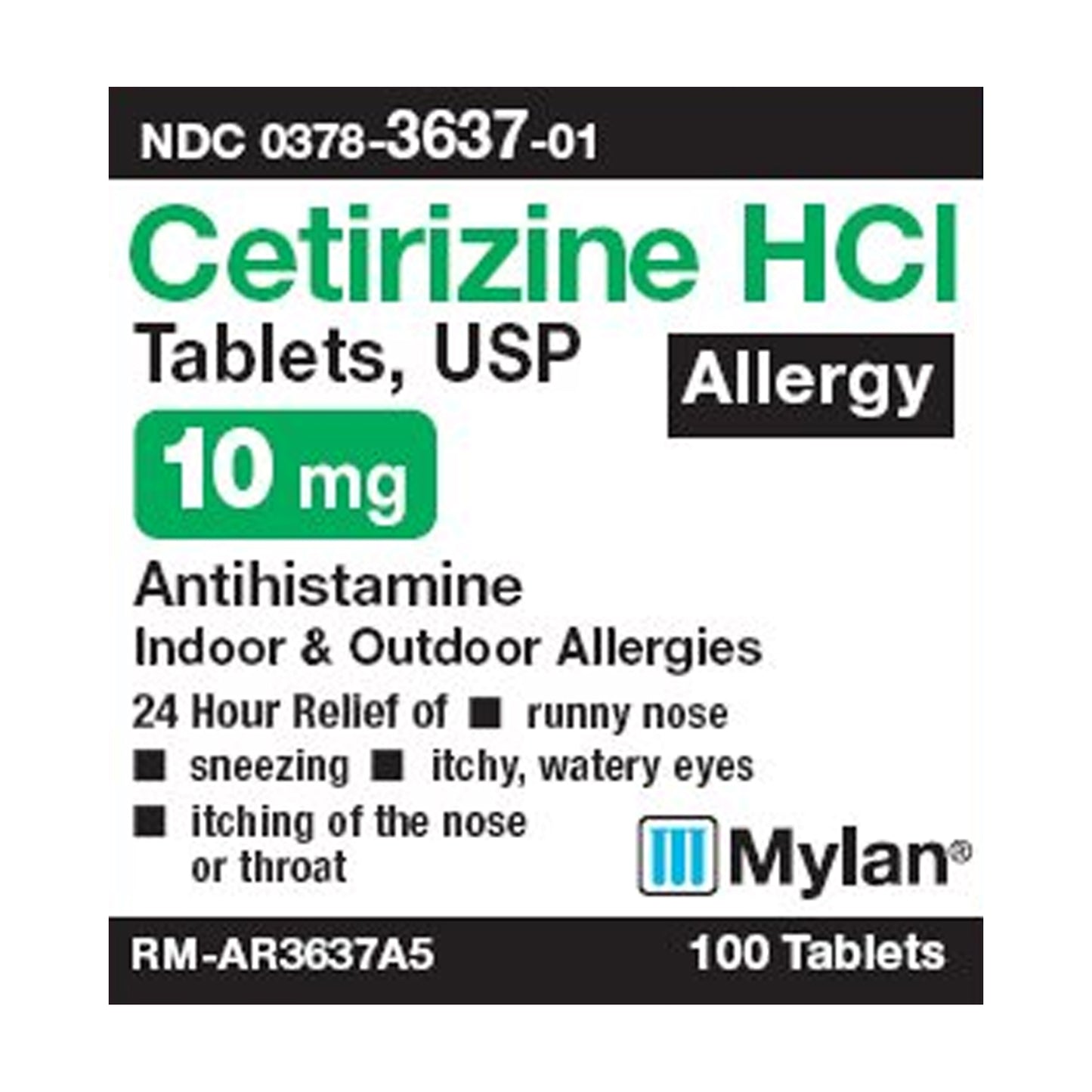CETIRIZINE HCL, TAB 10MG (100/BT)