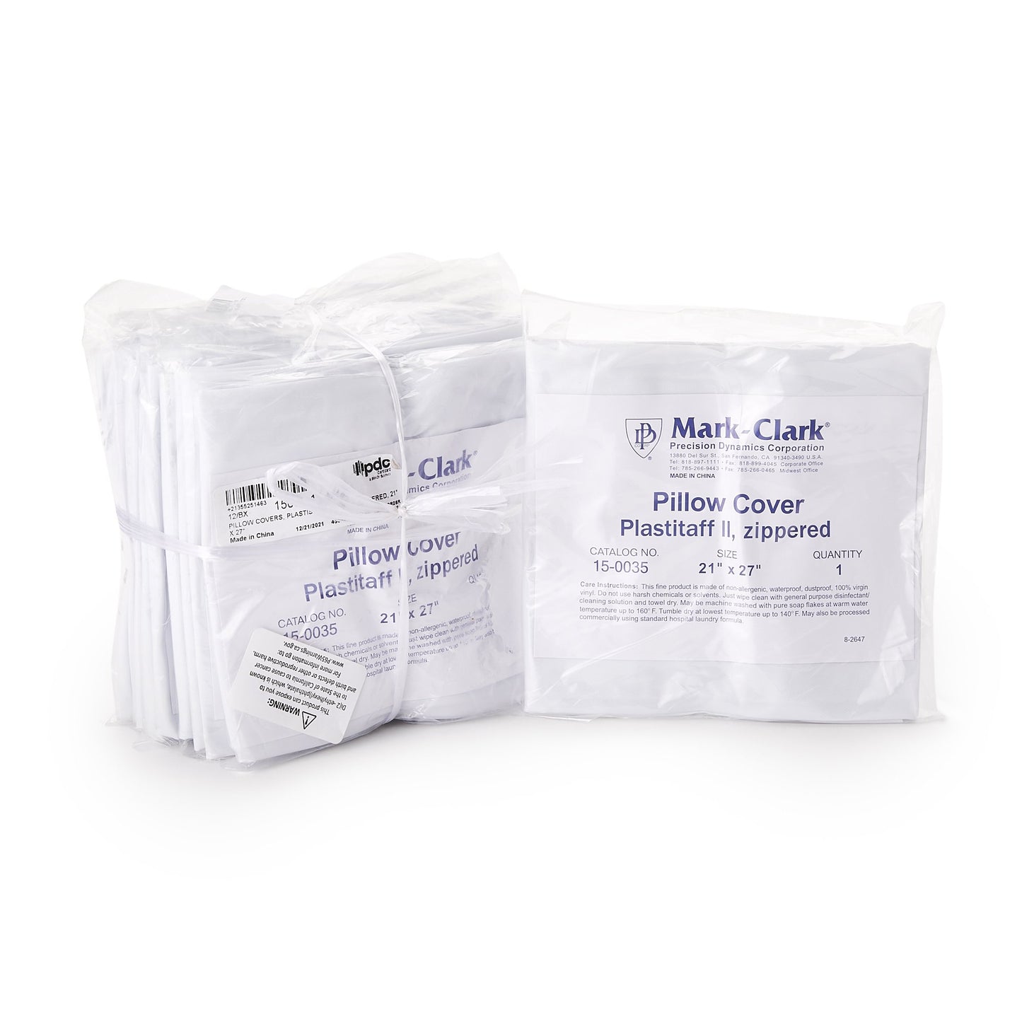 COVER, PILLOW ZIPPER 21"X27" 4MIL WHT (12/CS) PREDYN