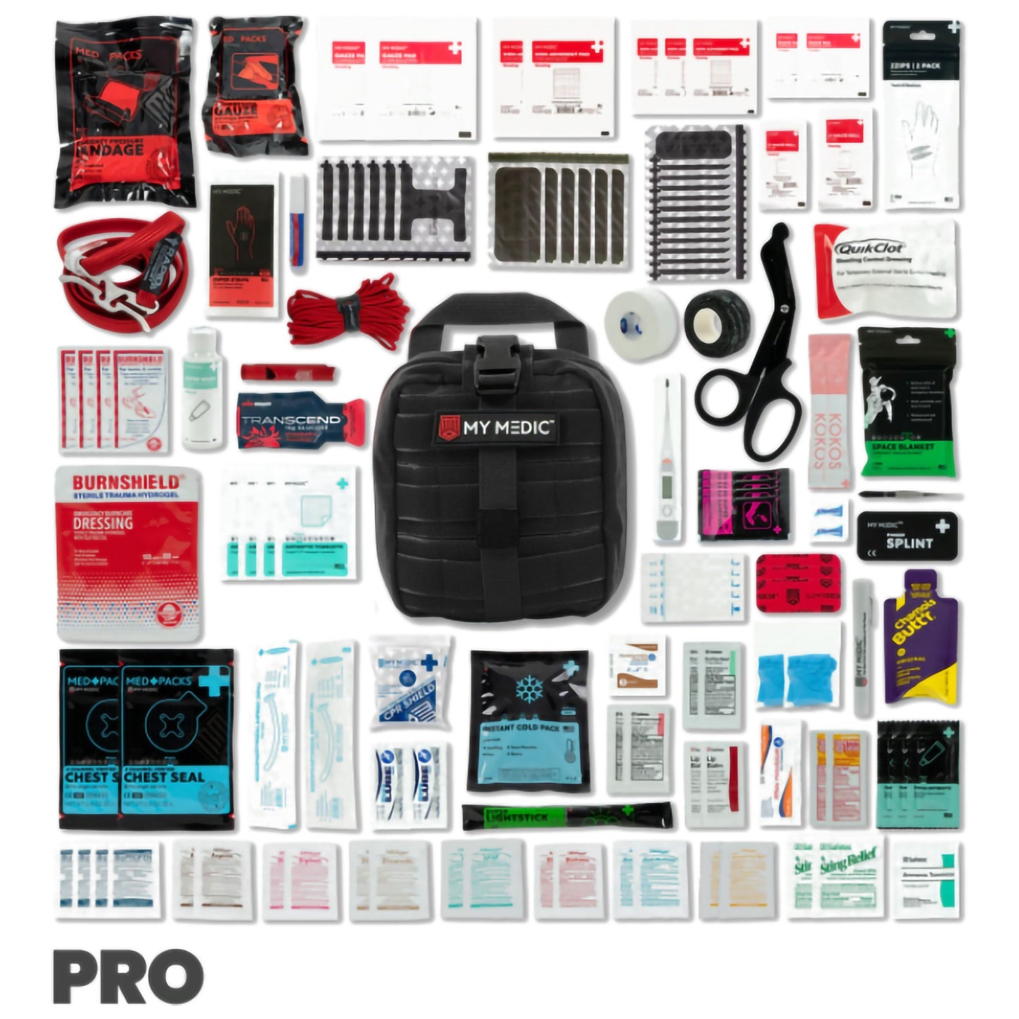 FIRST AID KIT, MYFAK PRO 100PCNYLON BAG BLK 8.7X7.2X6"