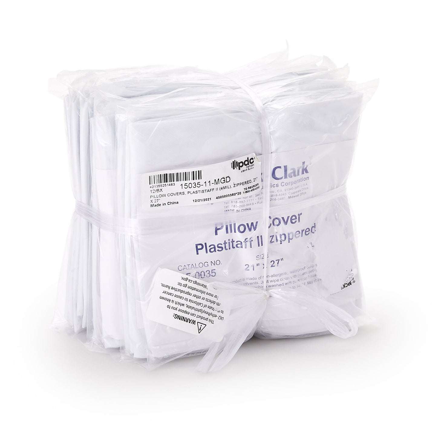 COVER, PILLOW ZIPPER 21"X27" 4MIL WHT (12/CS) PREDYN