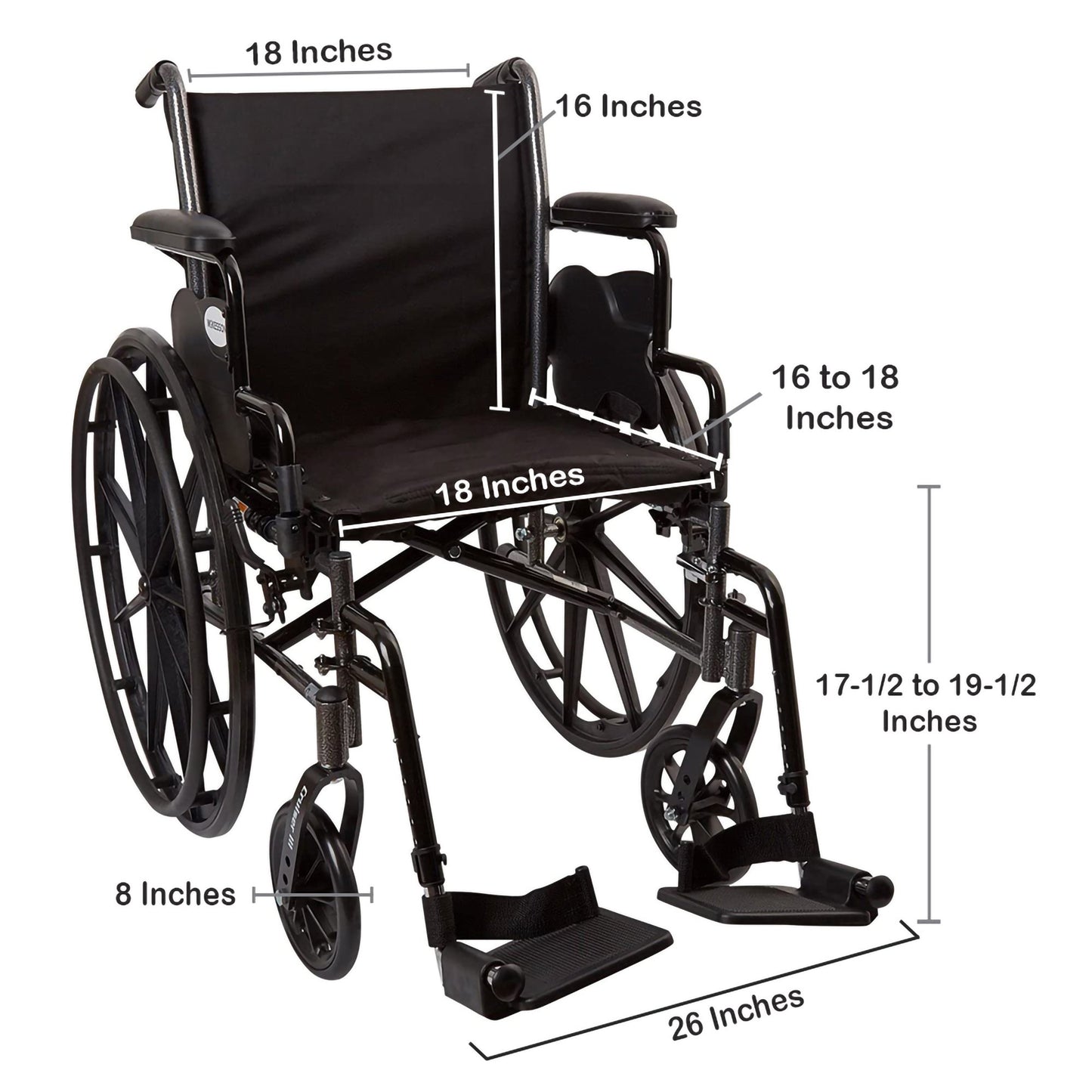 WHEELCHAIR, LTWT DDA SF 18" 300LBS