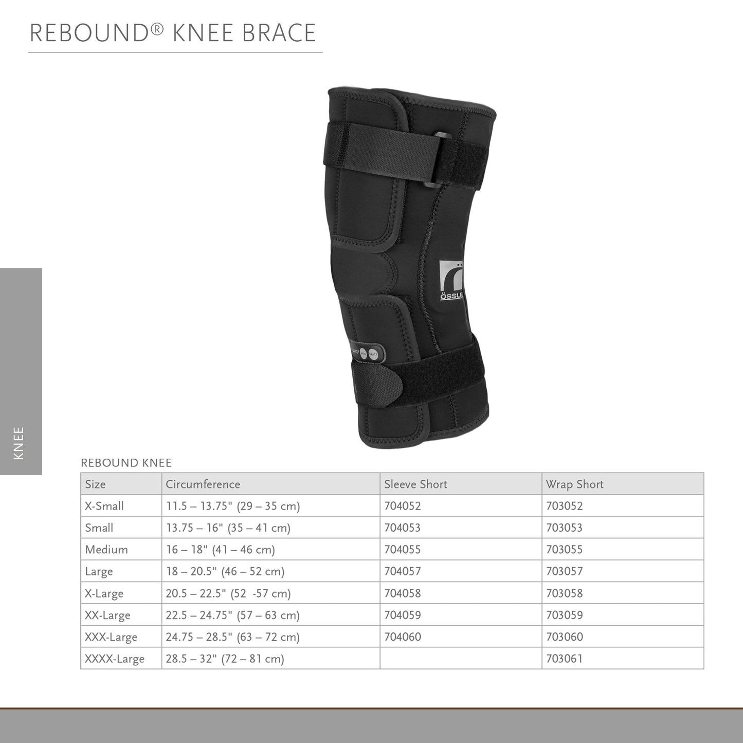 KNEE BRACE, REBOUND POLY WRAP SHORT XLG