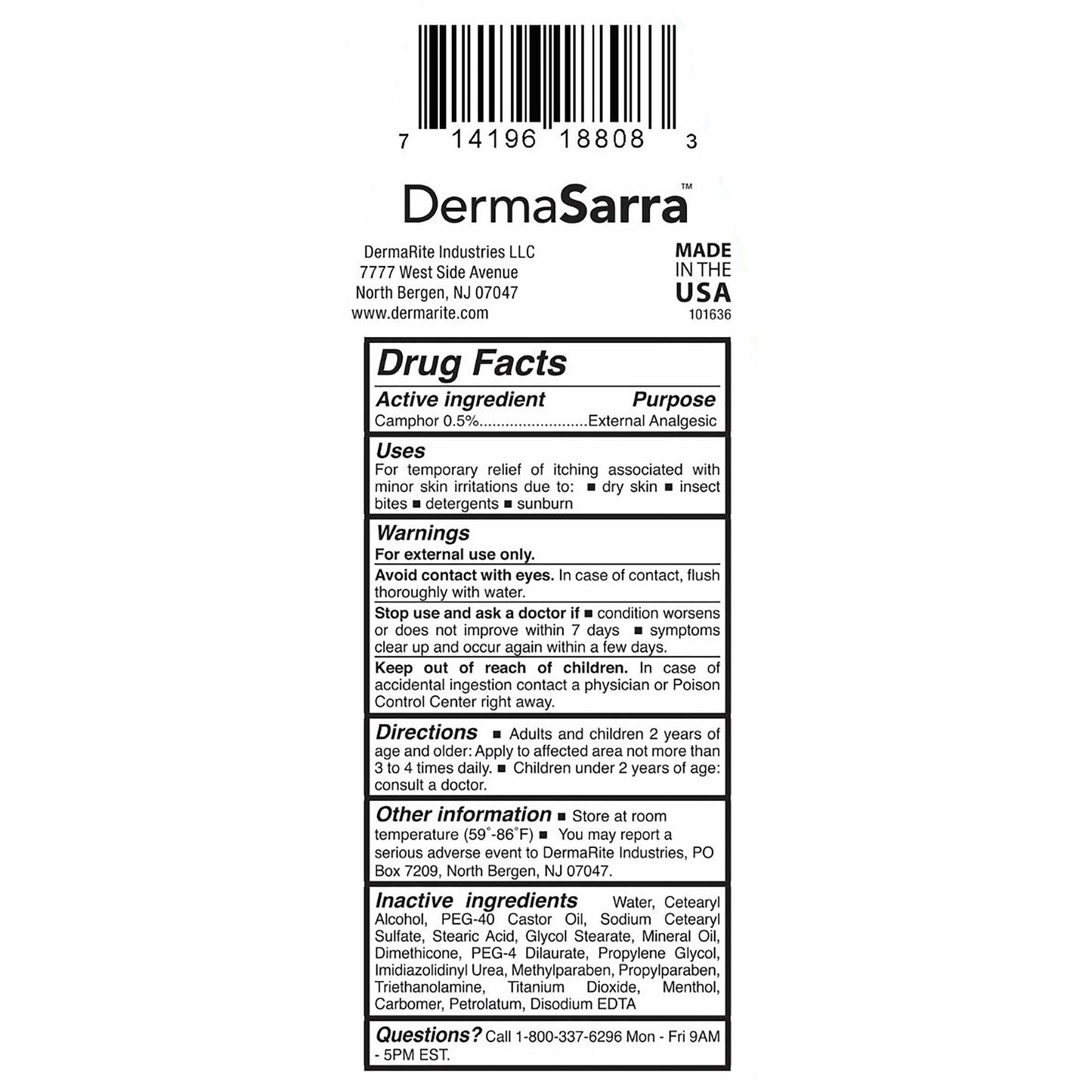 CREAM, ANTI-ITCH DERMASARRA (24/CS)