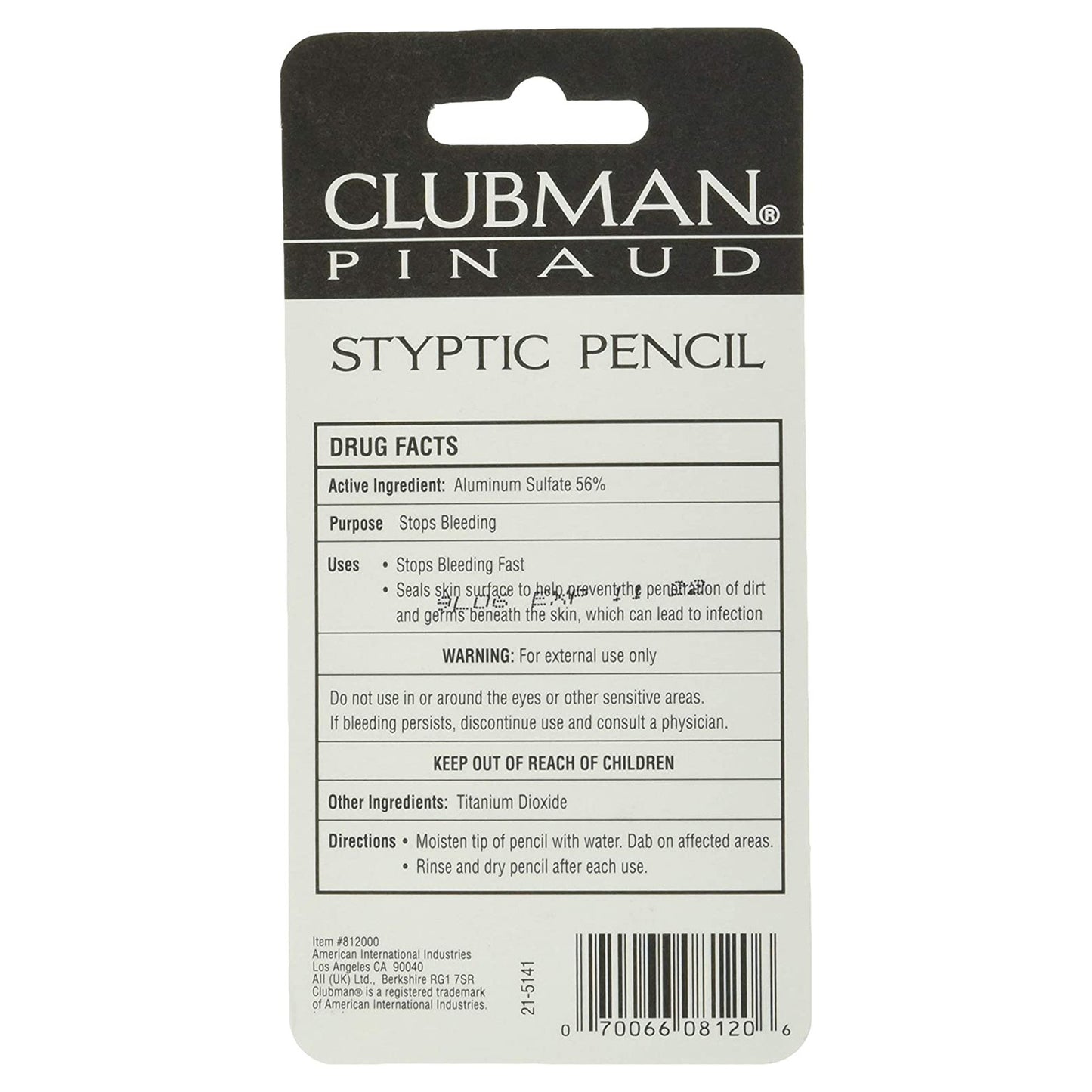 PENCIL, CLUBMAN STYPTIC 0.33OZ