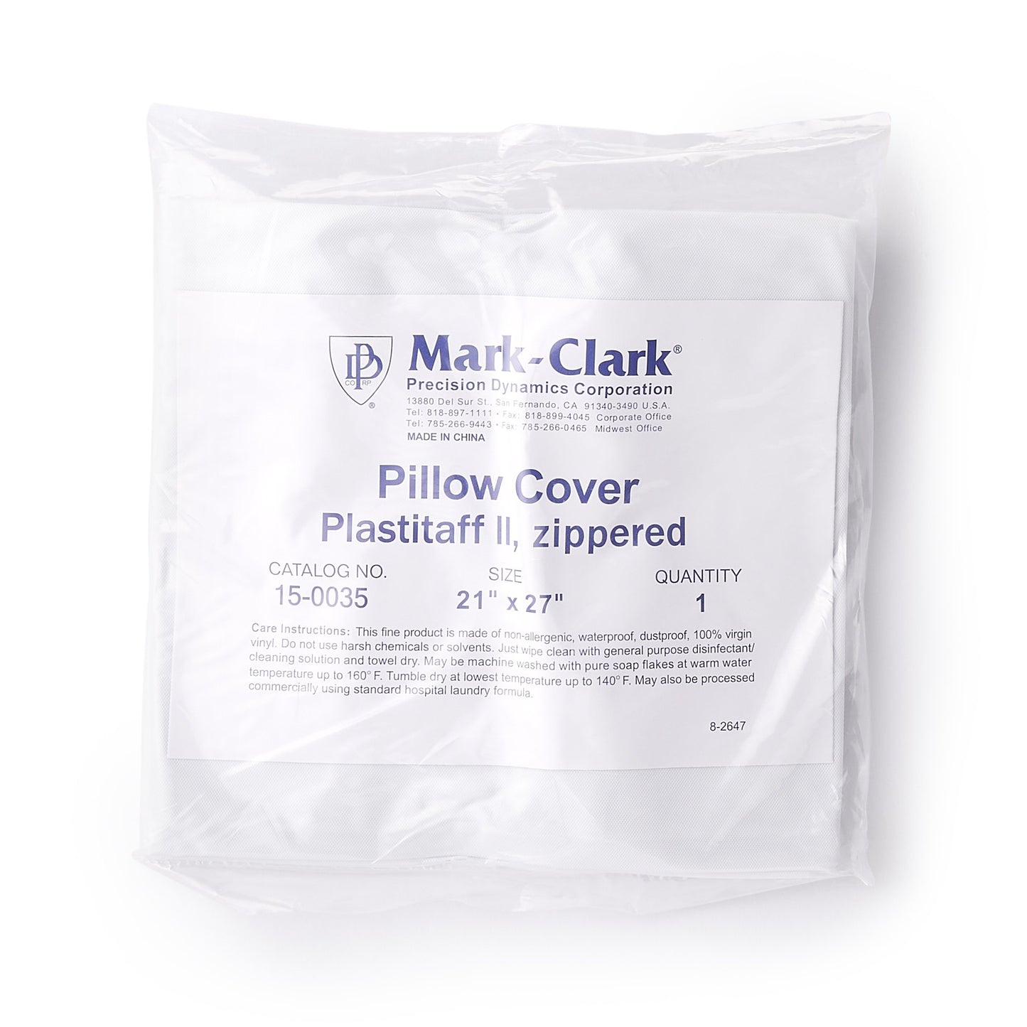 COVER, PILLOW ZIPPER 21"X27" 4MIL WHT (12/CS) PREDYN