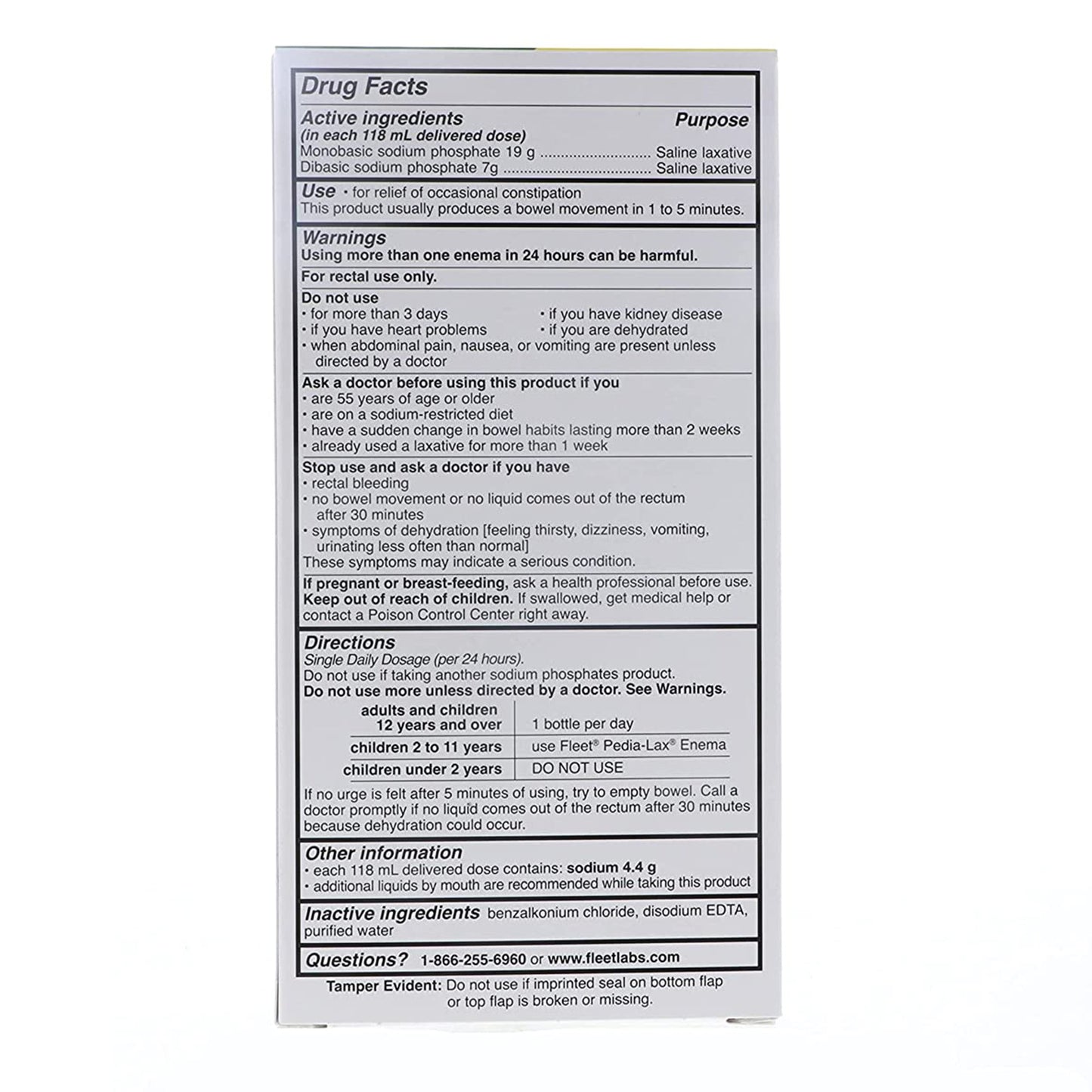 ENEMA, SOL FLEET 19G-7G/118ML 4.5OZ (2/BX)