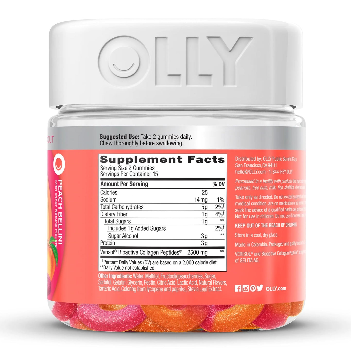 OLLY, GUMMY COLLAGEN RINGS PEACH (30/BT)