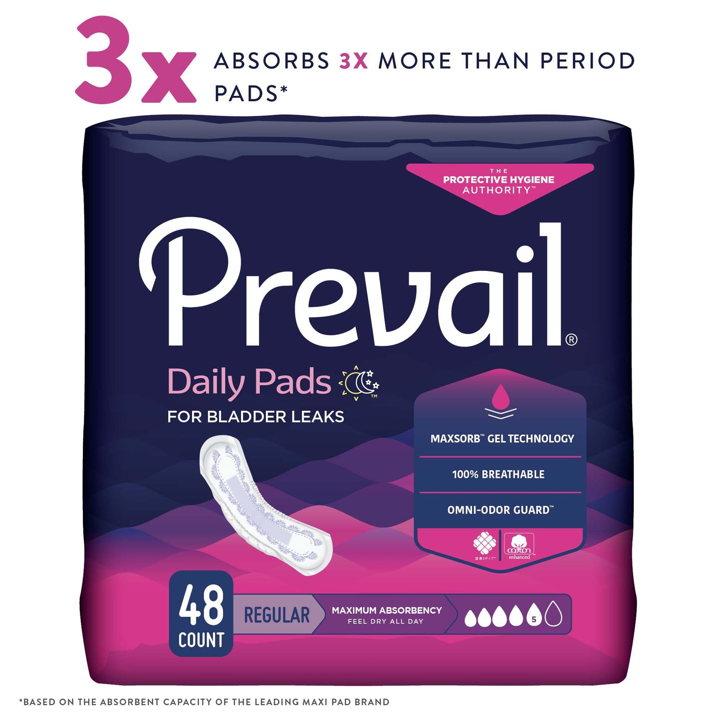 PAD, INCONT PREVAIL MAX BLADDER CNTRL (48/PK 4PK/CS)