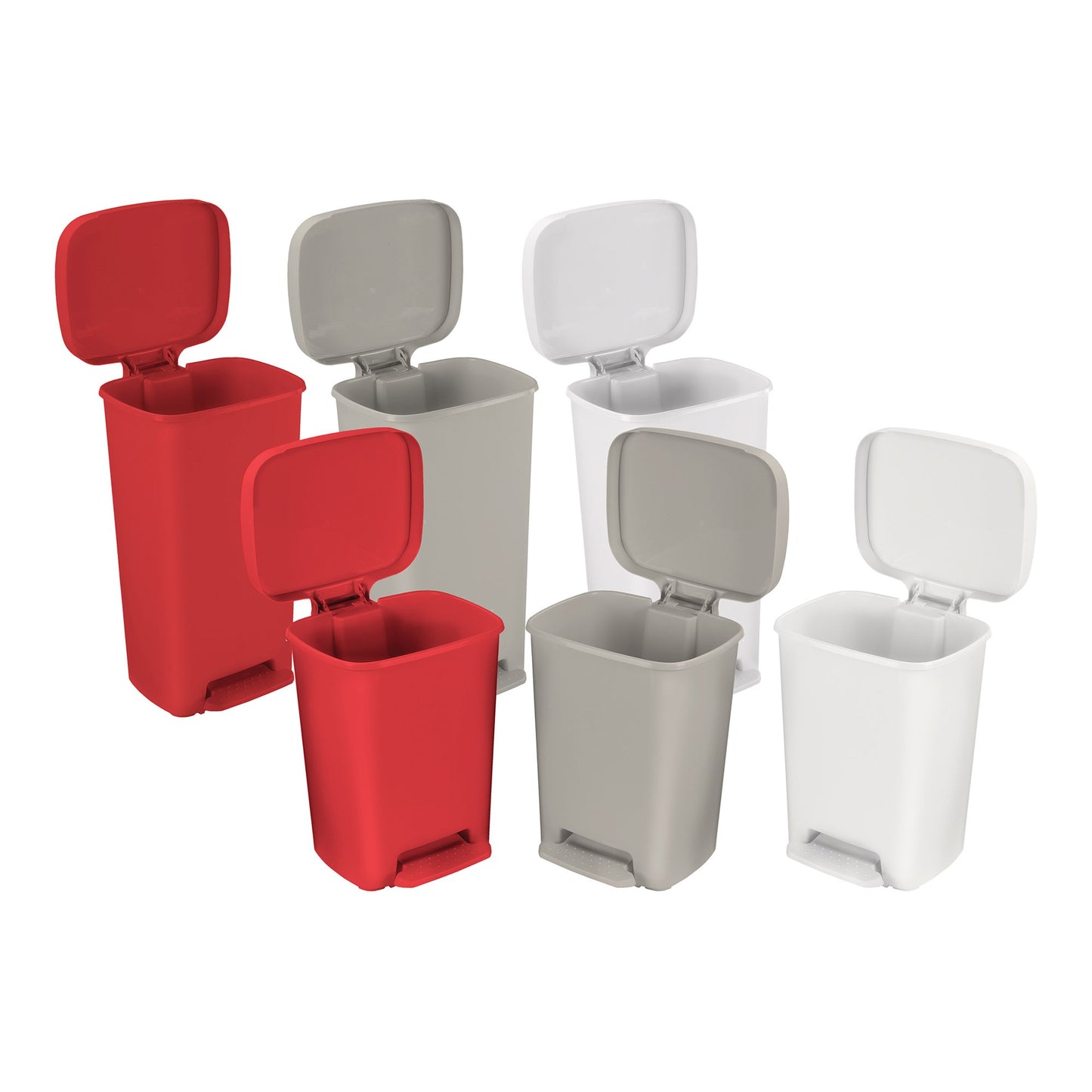 WASTECAN, STEP-ON RECTNGL PLASWHT 32QT