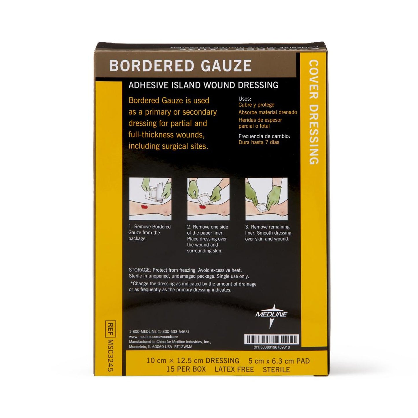 DRESSING, ADH W/BORDER GAUZE/PAD 4"X5" (15/BX 10BX/CS)