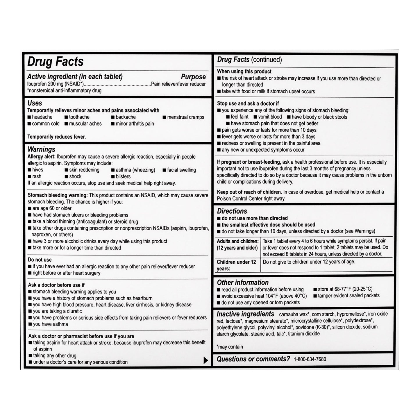 ADDAPRIN IBUPROFIN, TAB 200MG (2/PK 250PK/BX)