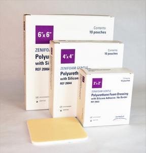 DRESSING, GENTLE ZENIFOAM 4"X4" (10/BX)