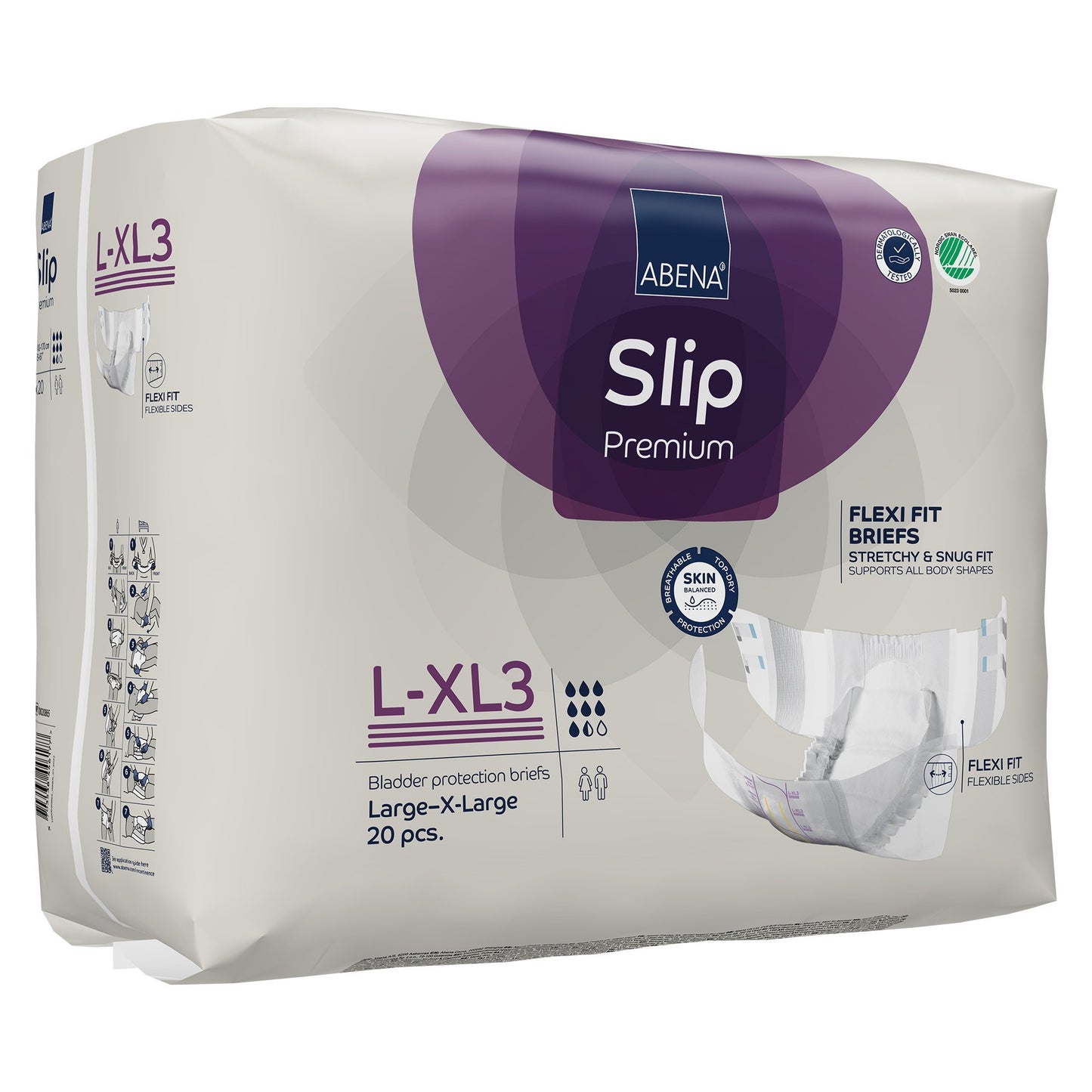 BRIEF, INCONT SLIP FLEX FIT PREM L3-XL3 LG/XLG (20/PK 4PK/CS