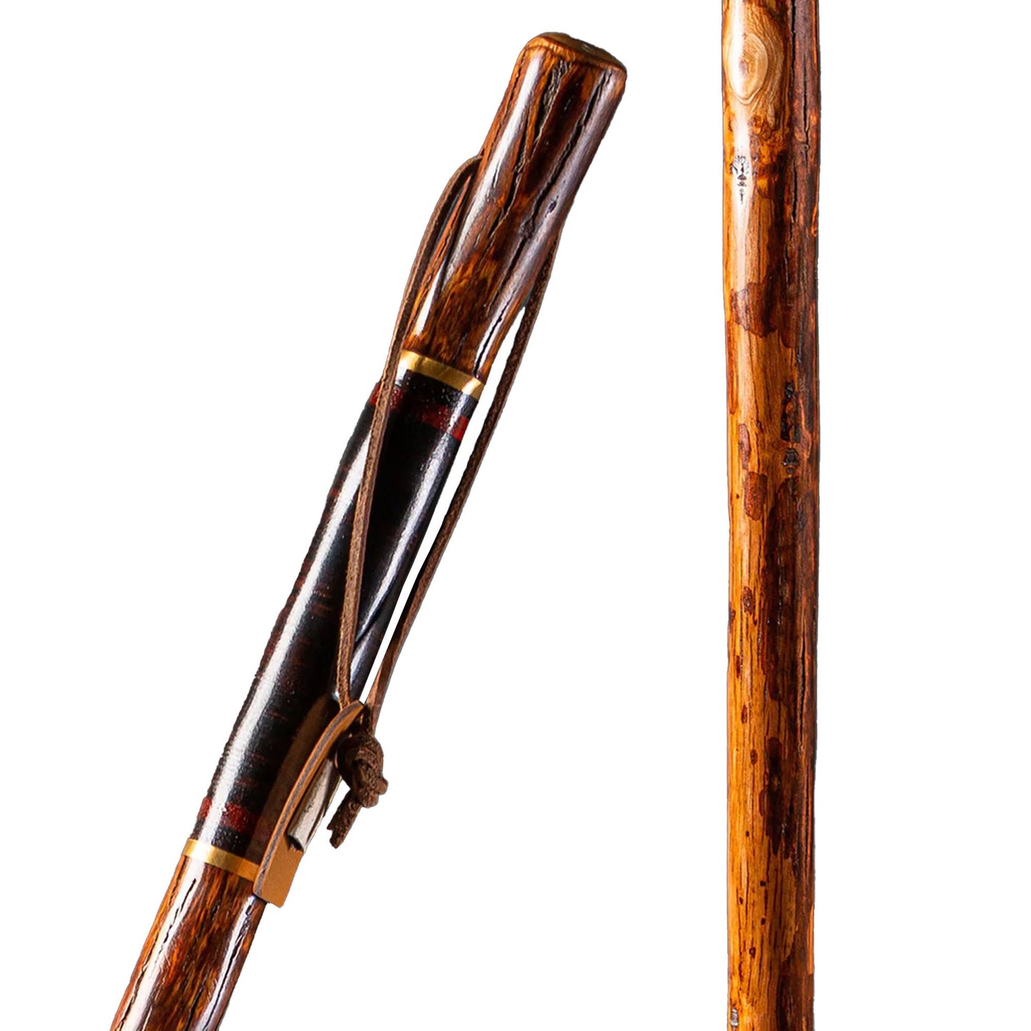 STICK, WALKING WOOD BRAZOS 55 FREE FORM LEATHER SAFARI 55"