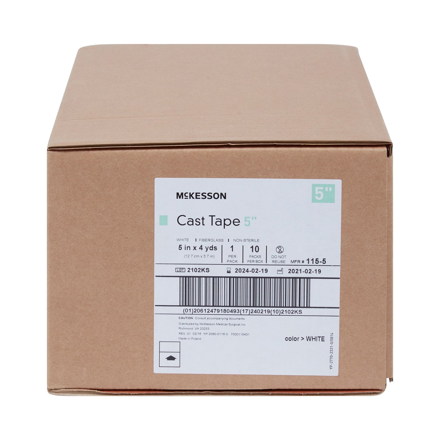 TAPE, CAST WHT LF 5"X4YDS (10RL/BX)