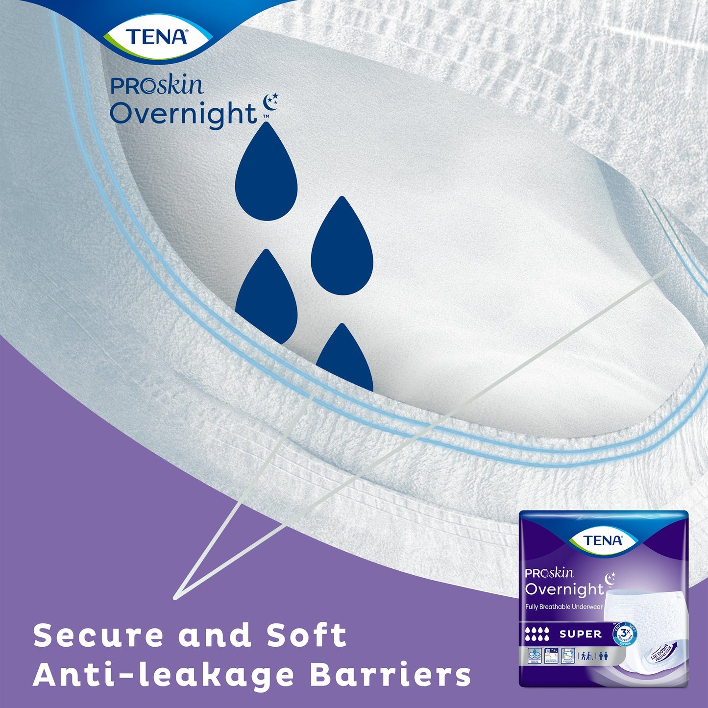 UNDERWEAR, TENA PROT OVRNIGHT W-SHAPE HI-ABSRB XLG (12/BG 4B
