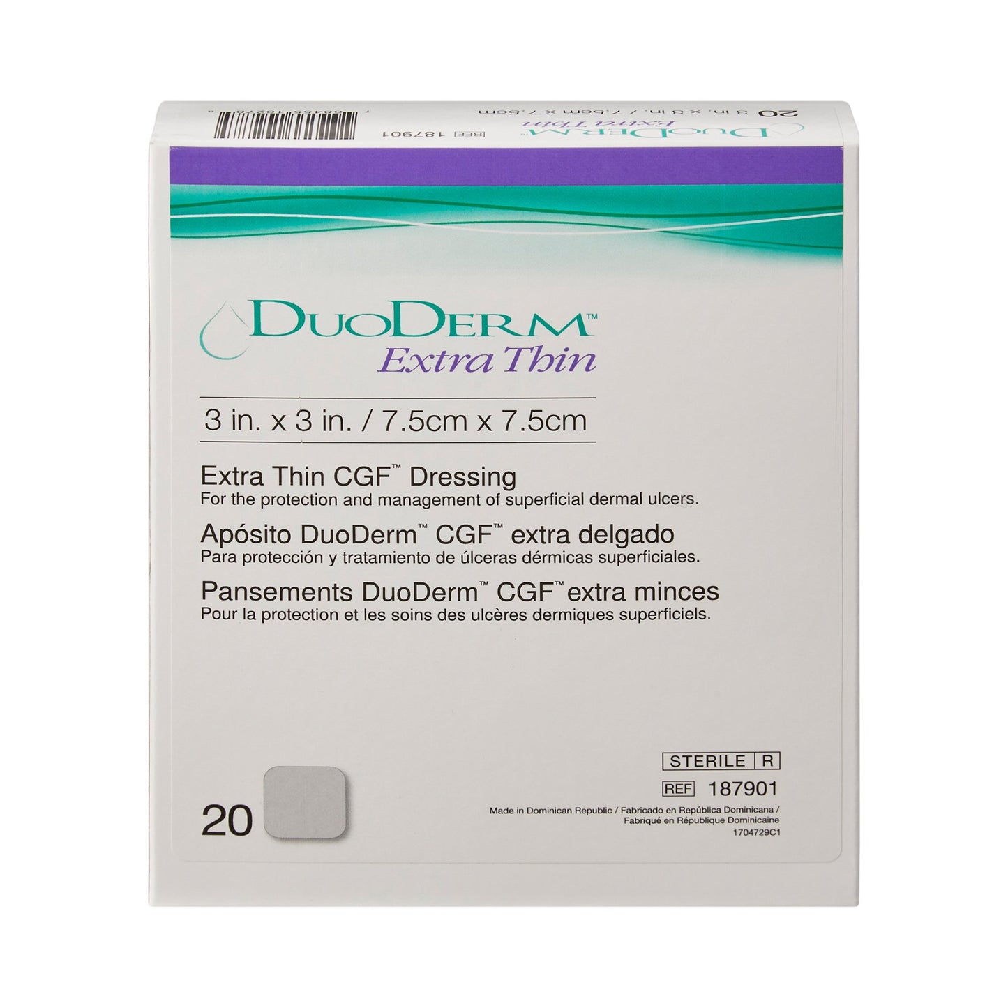 DRESSING, DUODERM CGF STR 3"X3" (20/BX)