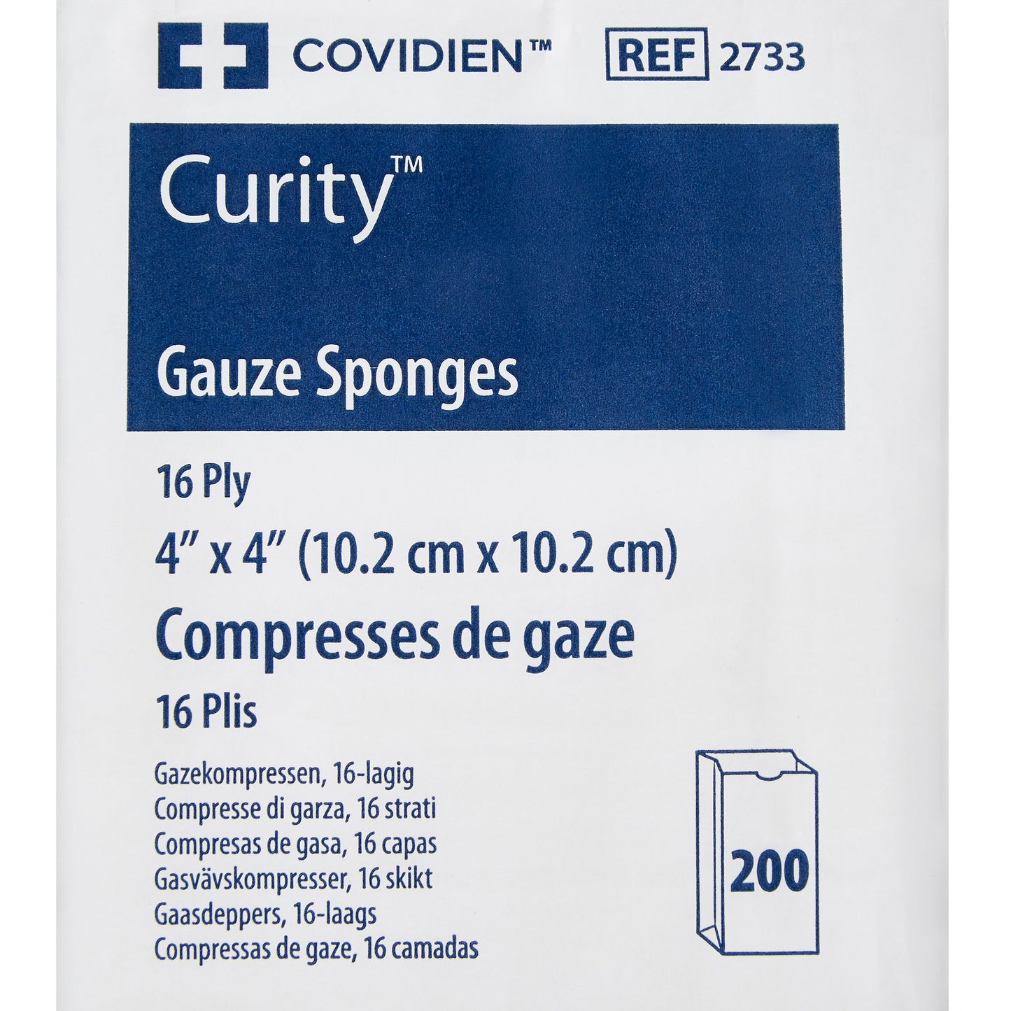 SPONGE, GAUZE 16PLY 4"X4" (200/BG)