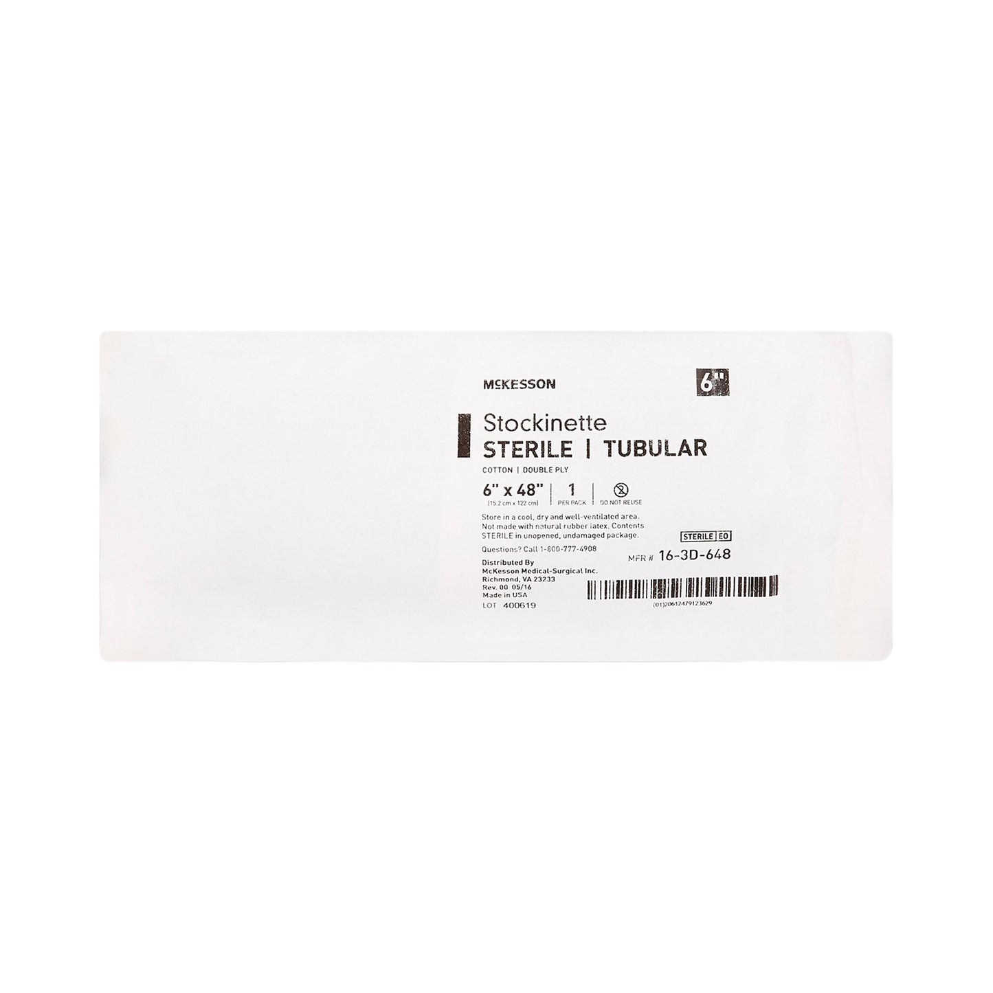 STOCKINETTE, TUBULAR 2PLY STR 6"X48"(18/CS)