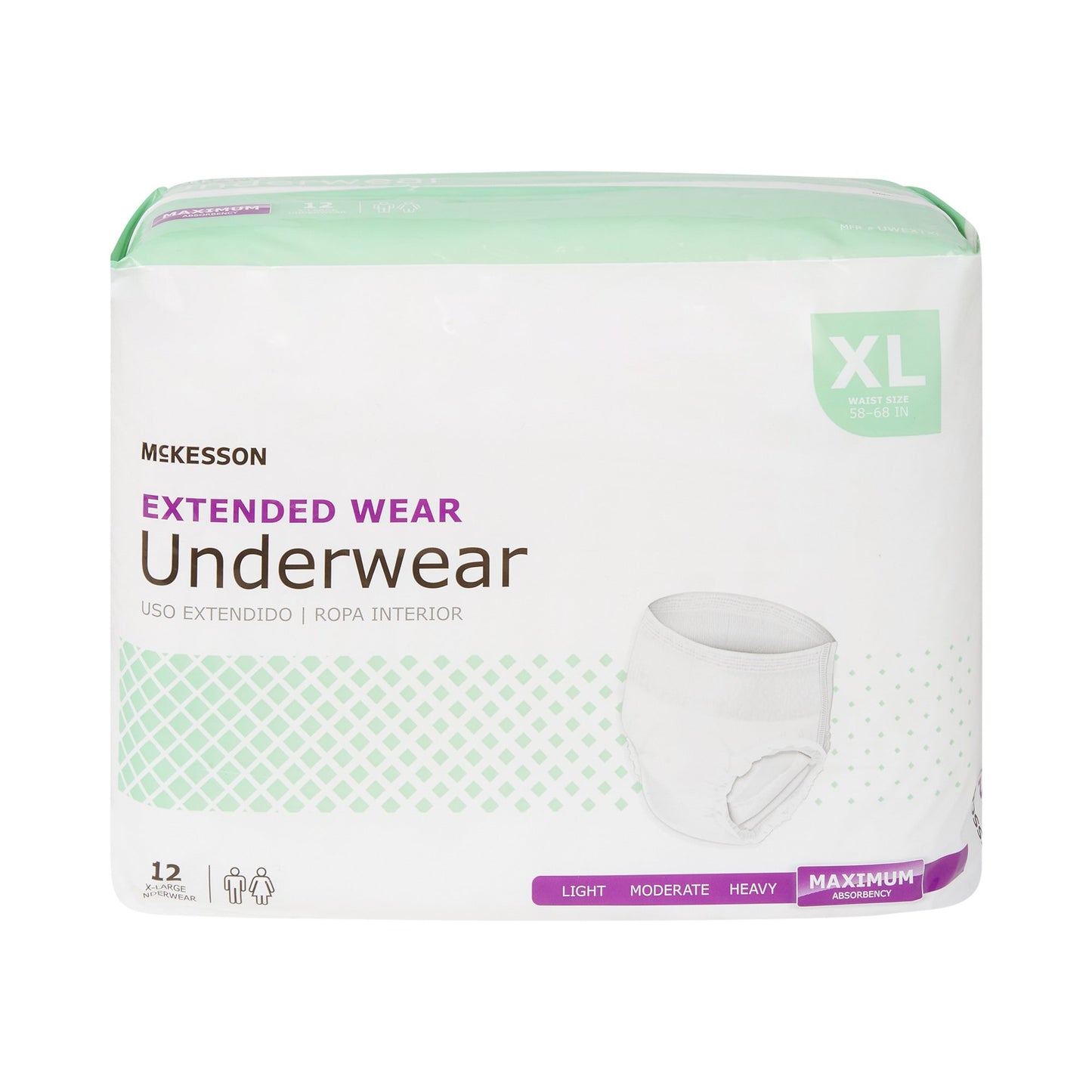 UNDERWEAR, EXTENDED WEAR XLG 58-68 (12EA/BG 4BG/CS)