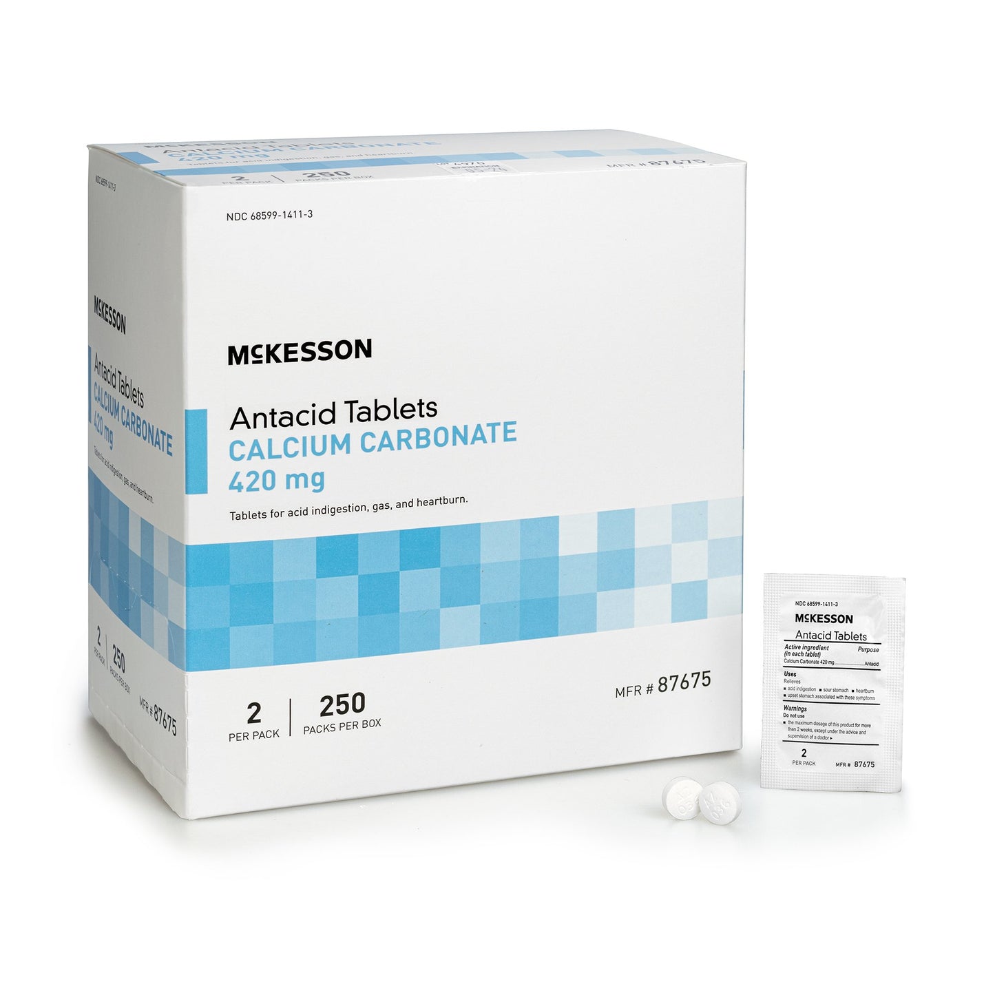 ANTACID, TAB CALCIUM CARBONATEMINT 420MG (250/BX 12BX/CS)