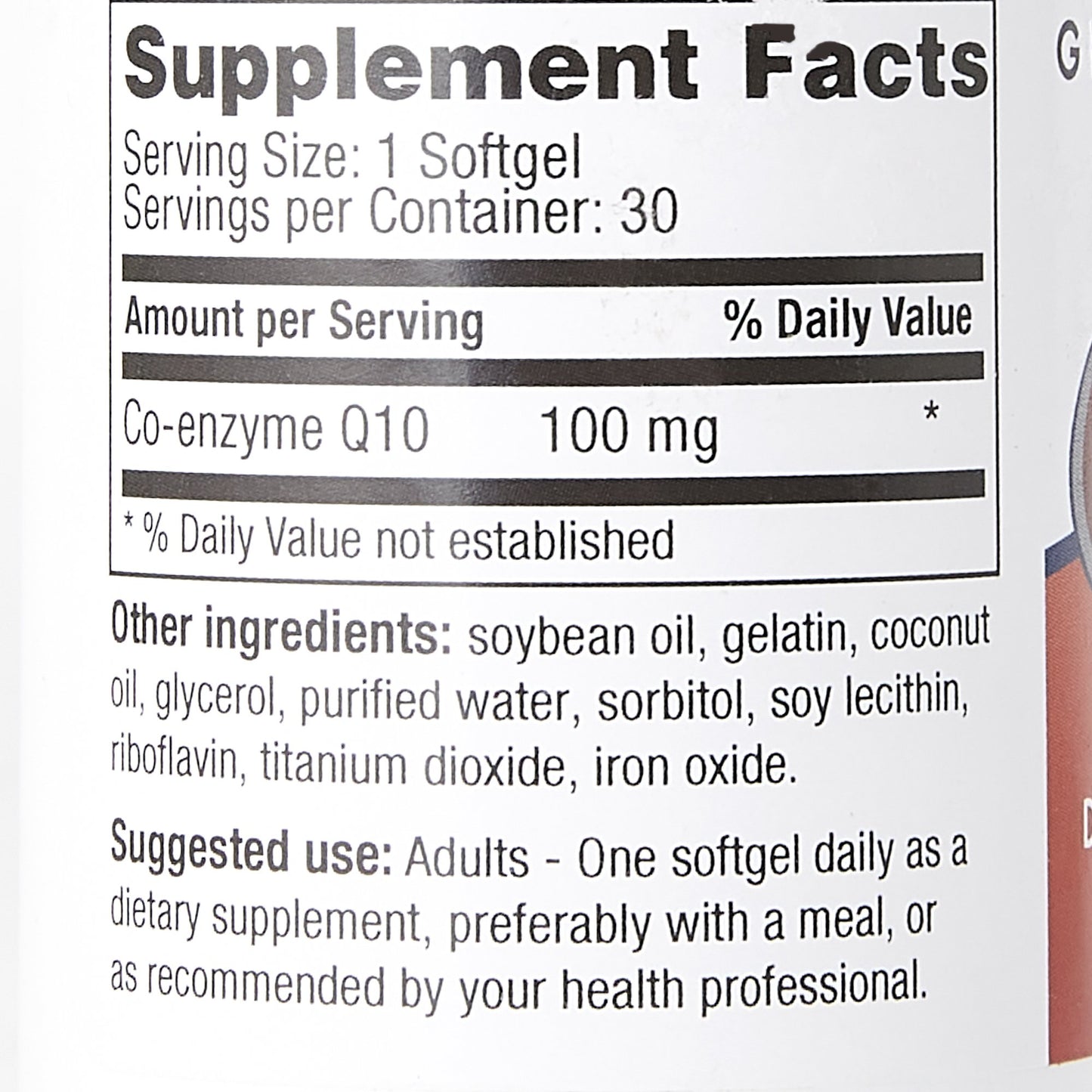 COENZYME Q10, CAP SGEL 100MG (30/BT)