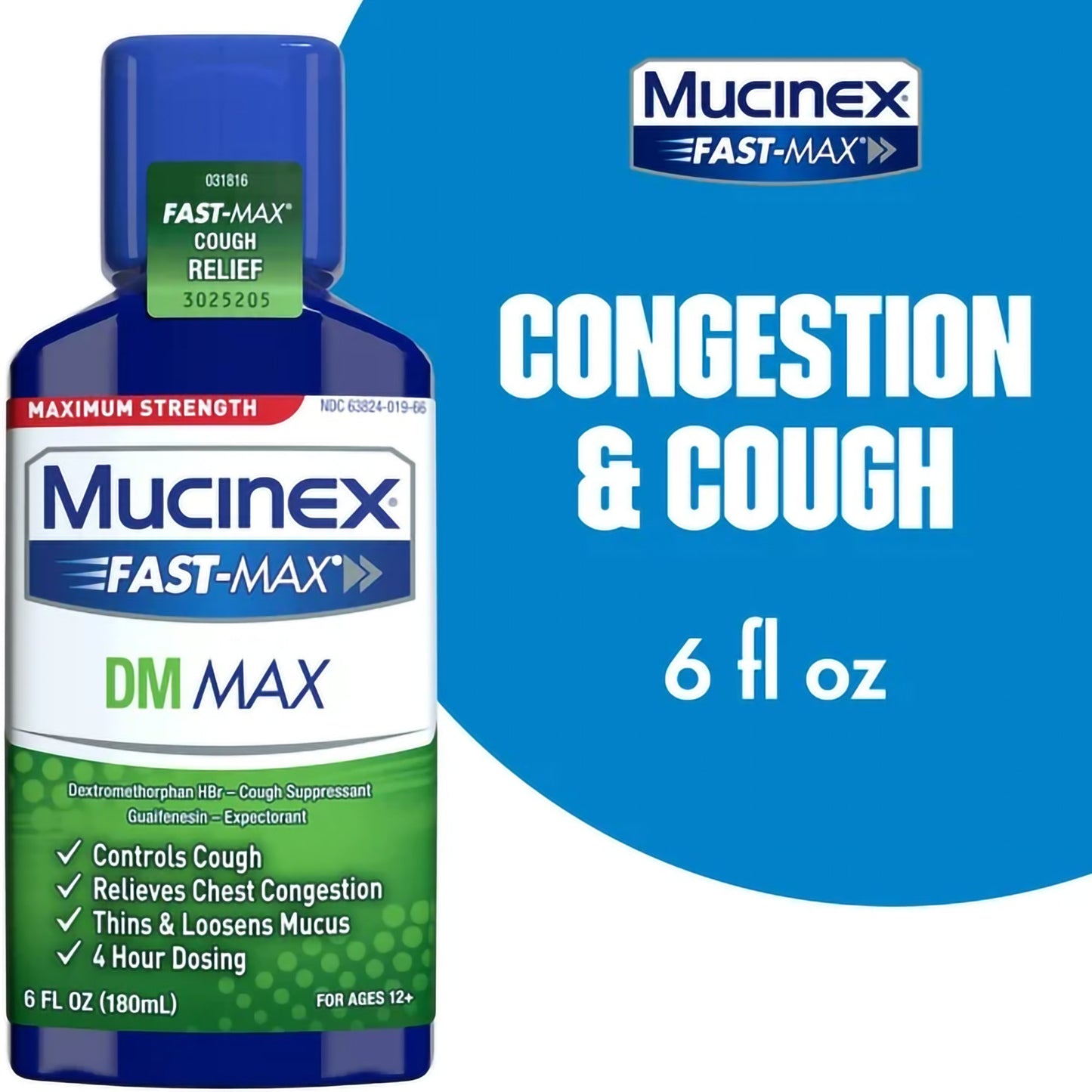 MUCINEX DM, LIQ FAST-MAX 100-5MG/5ML CHERRY 6OZ