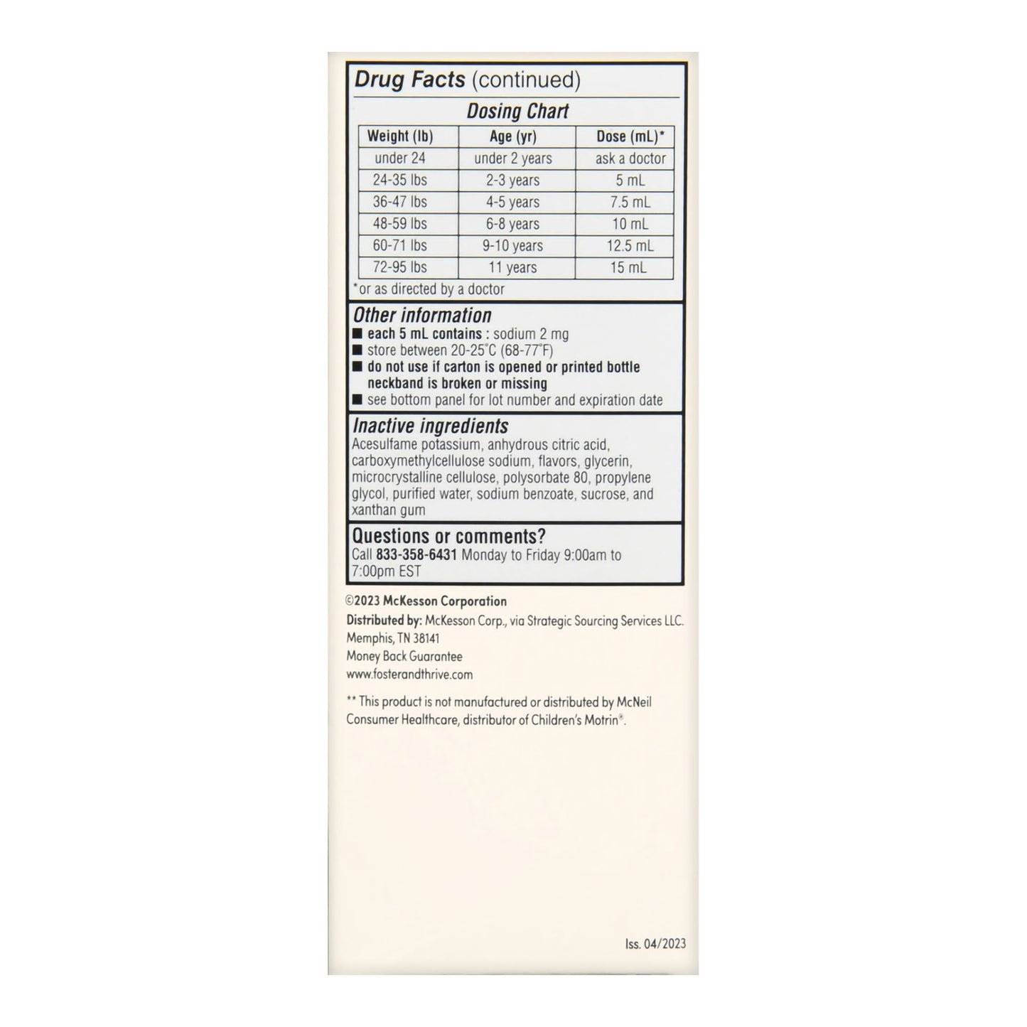 IBUPROFEN, SUSPN ORAL FT SM BERRYDYE FREE 4OZ 100MG/5ML