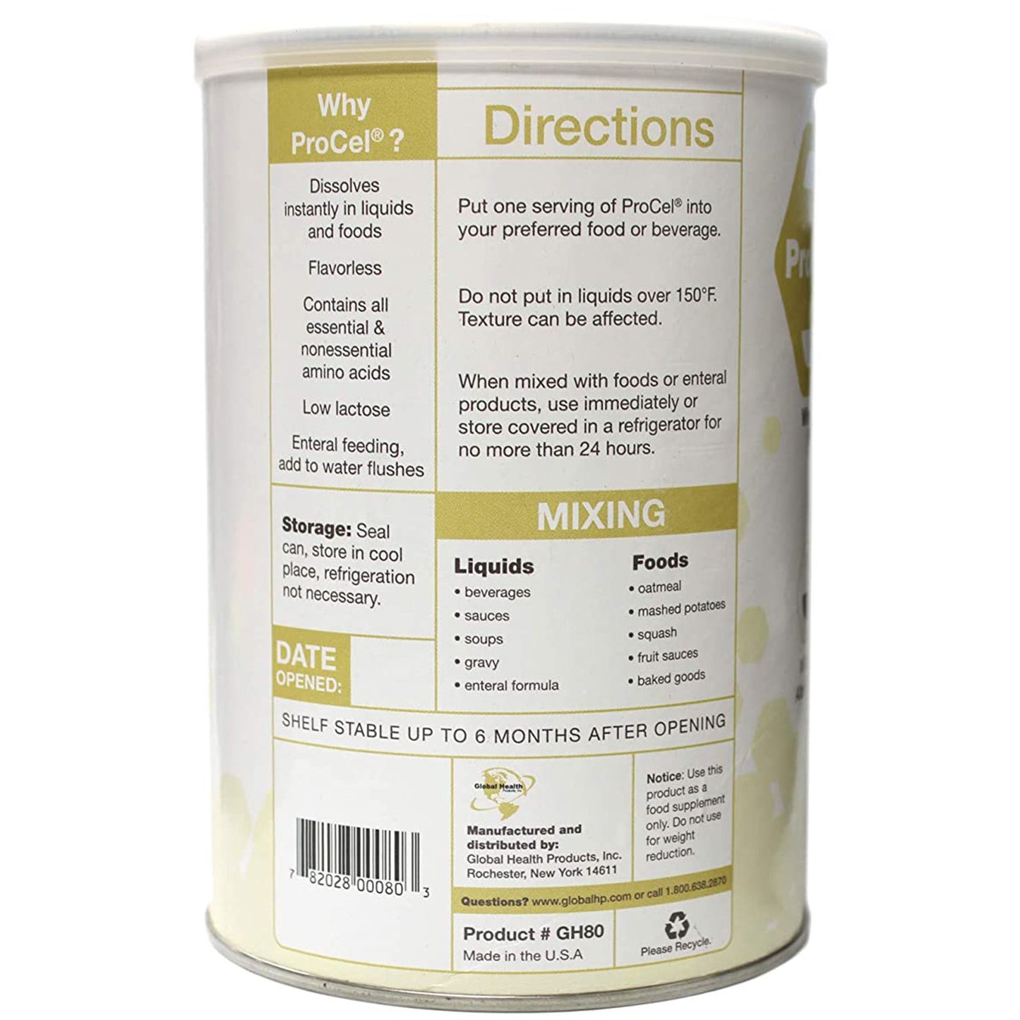 SUPPLEMENT, PROCELWHEY PROTEIN10OZ (6/CS)