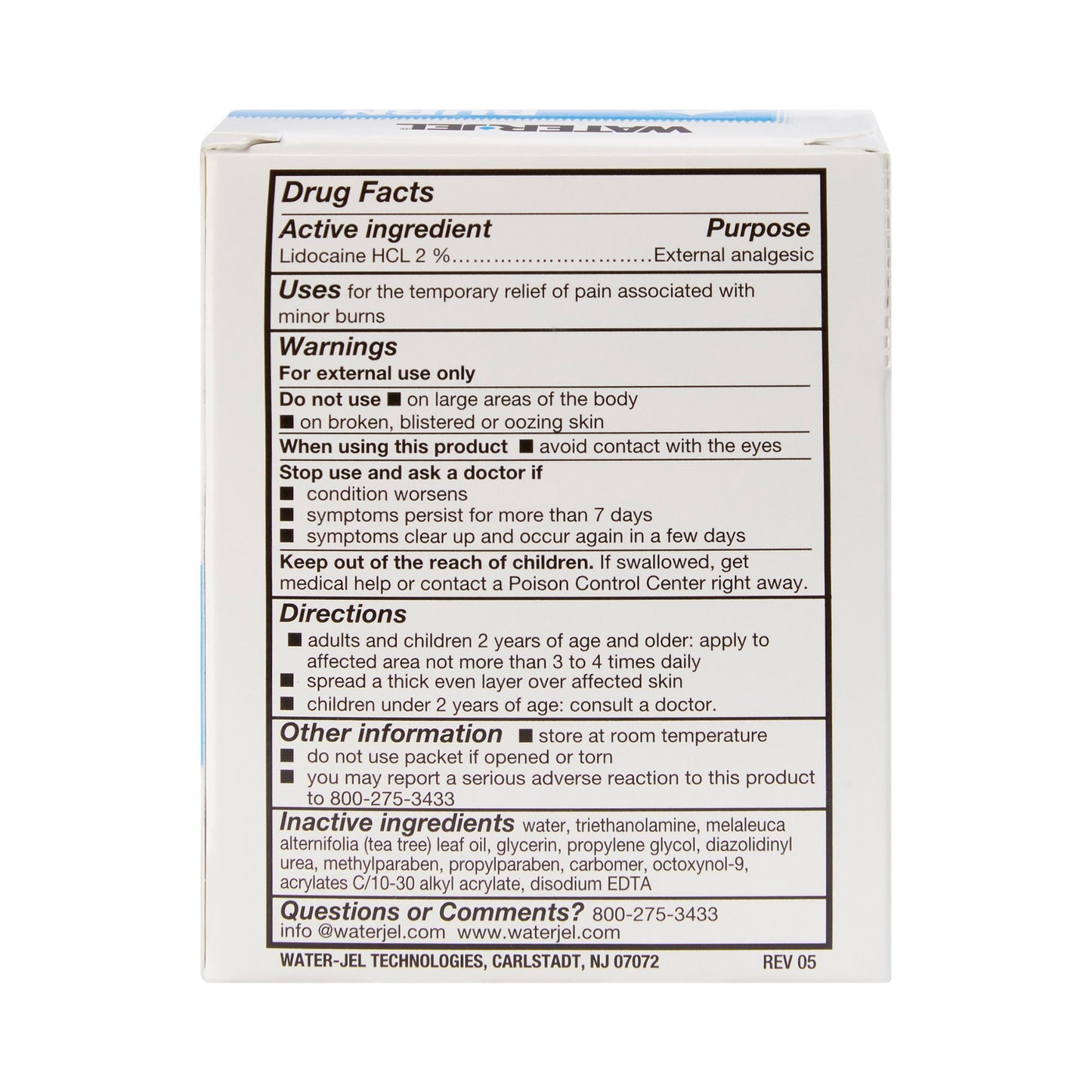 GEL, BURN WATERJEL 1/8 OZ PKT (25/BX 24BX/CS)