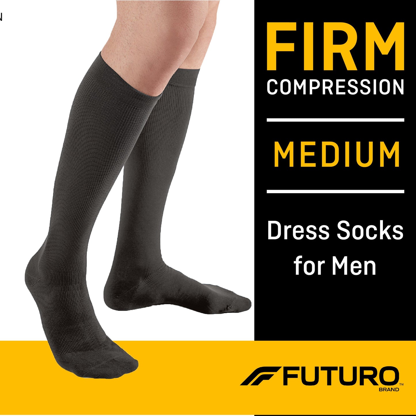 SOCK, COMPRESSION FUTURO DRESSMENS BLK MED (12PR/BX)