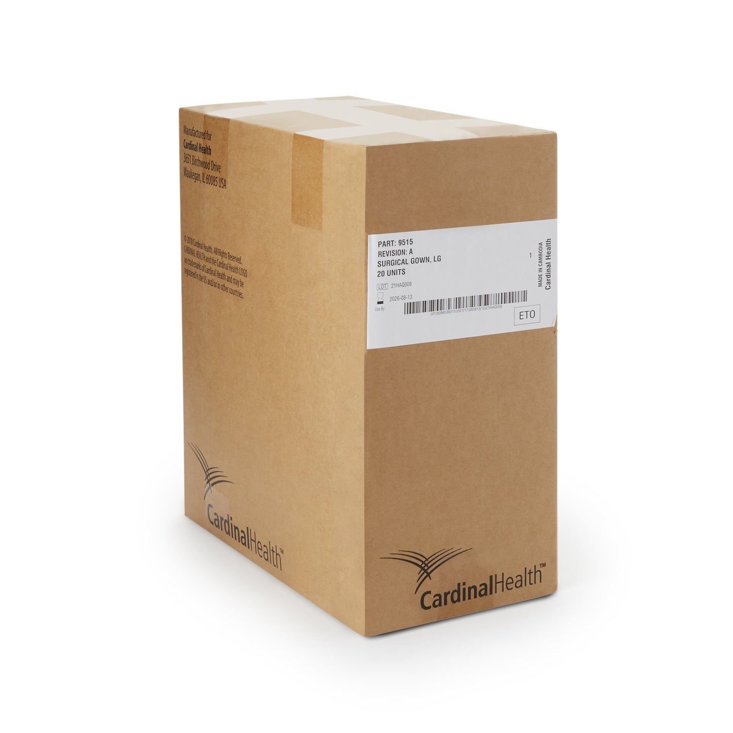 GOWN, SURG STR W/HAND TOWEL A9515 LG (20CS)