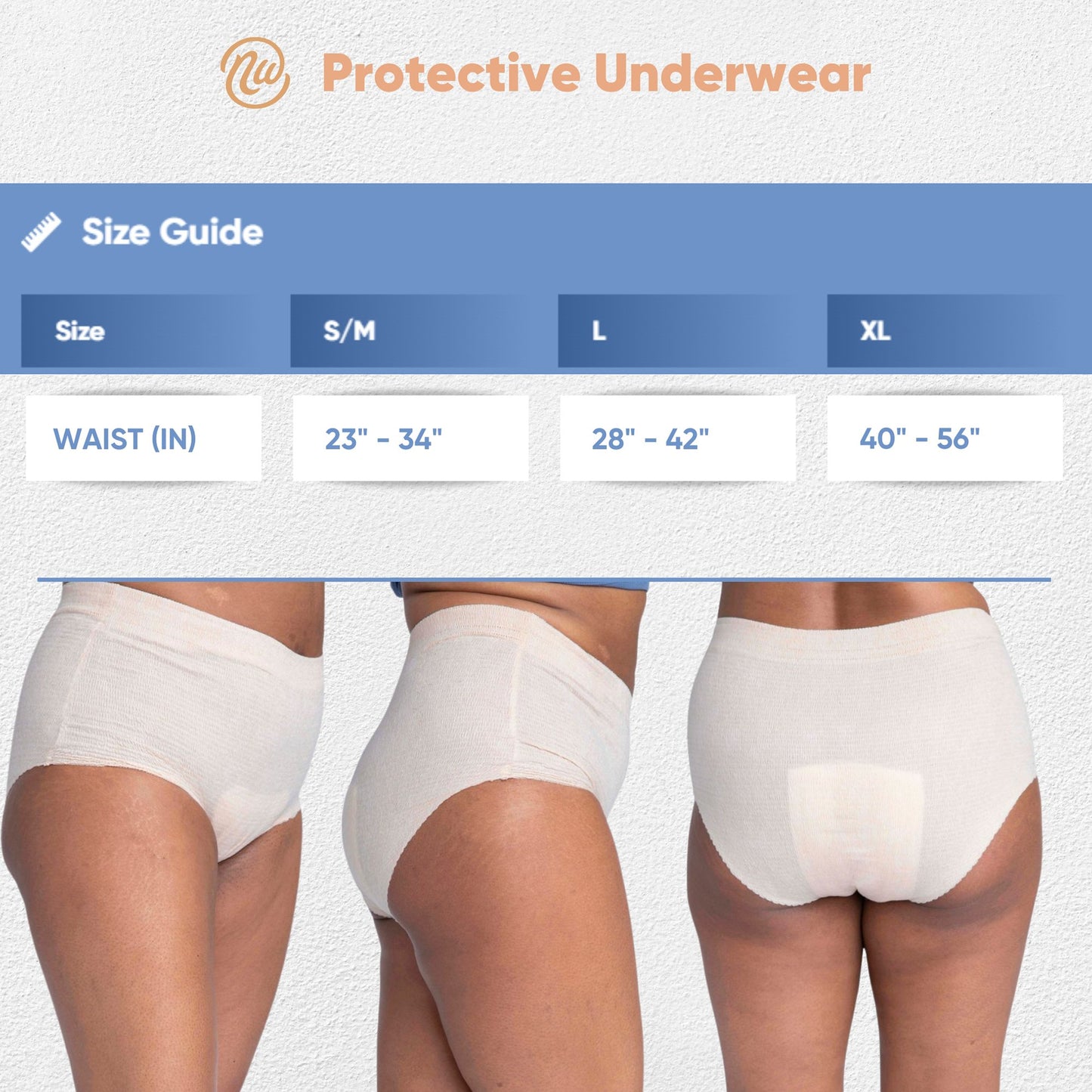 UNDERWEAR, NEXWEAR WMN DISP W/PAD LG 28-42" (15/PK 4PK/CS)