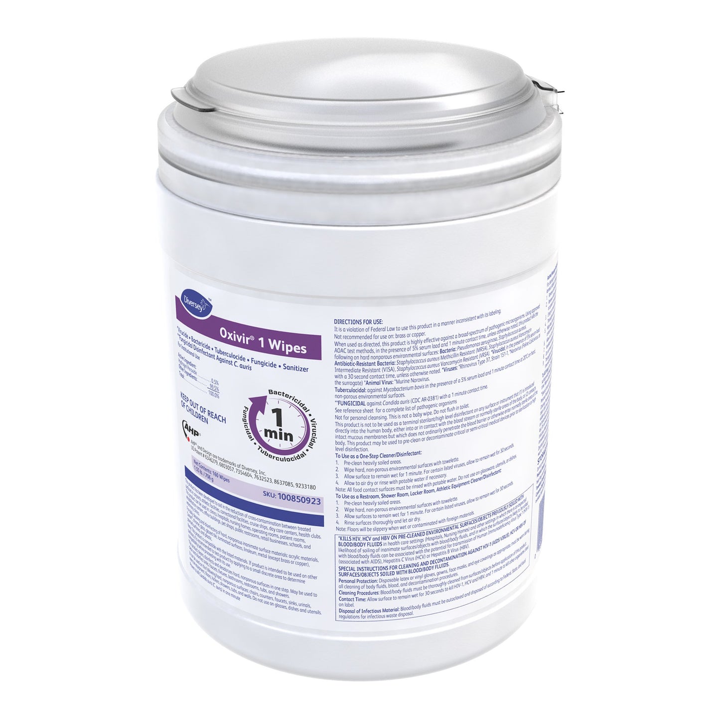 WIPE, DISINFECTANT OXIVIR 1 PEROXIDE (160/CT 12CT/CS)