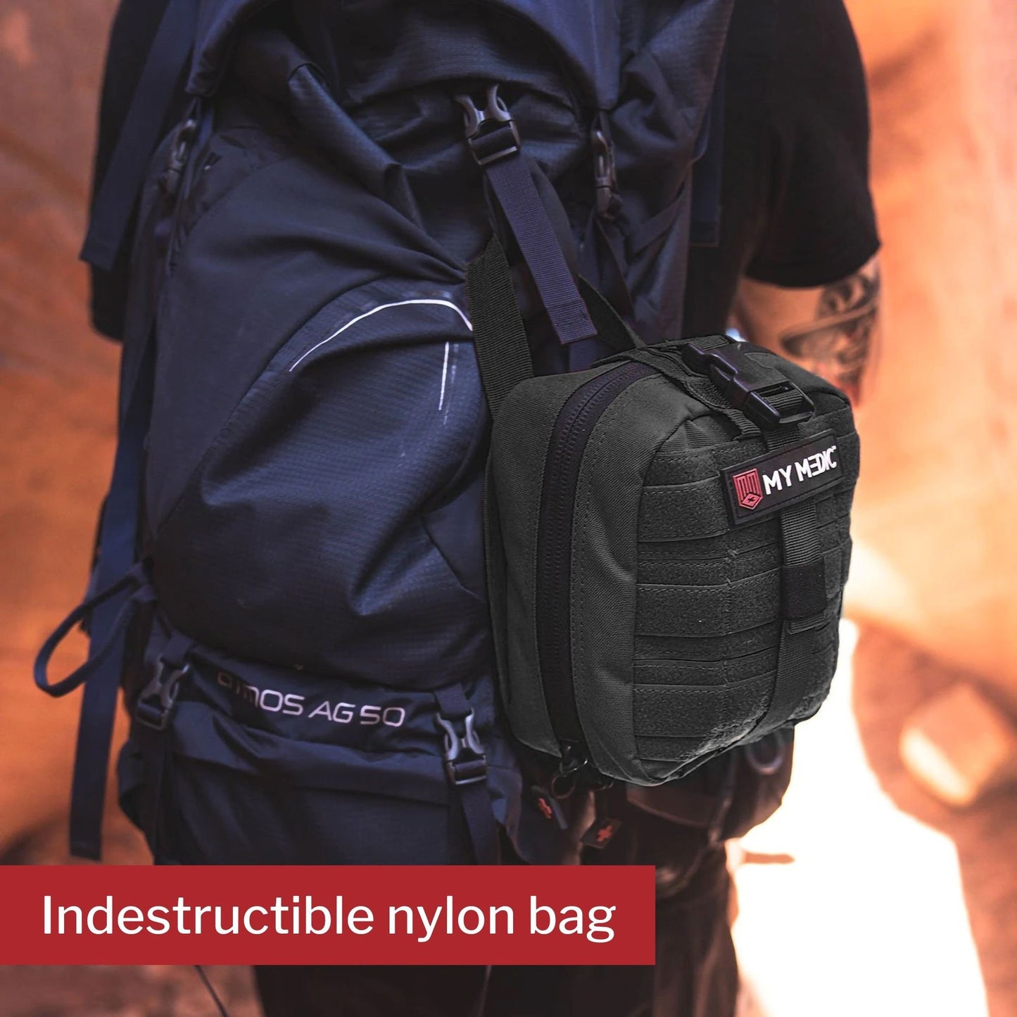 FIRST AID KIT, MYFAK STD 100PCNYLON BAG BLK 7.5X6.5X5"
