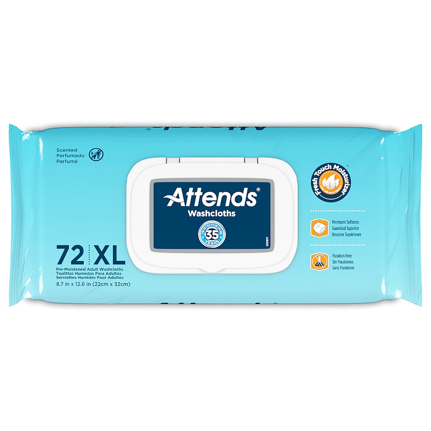 WASHCLOTH, SCENTED 7.8"X11.8" (72/PK)