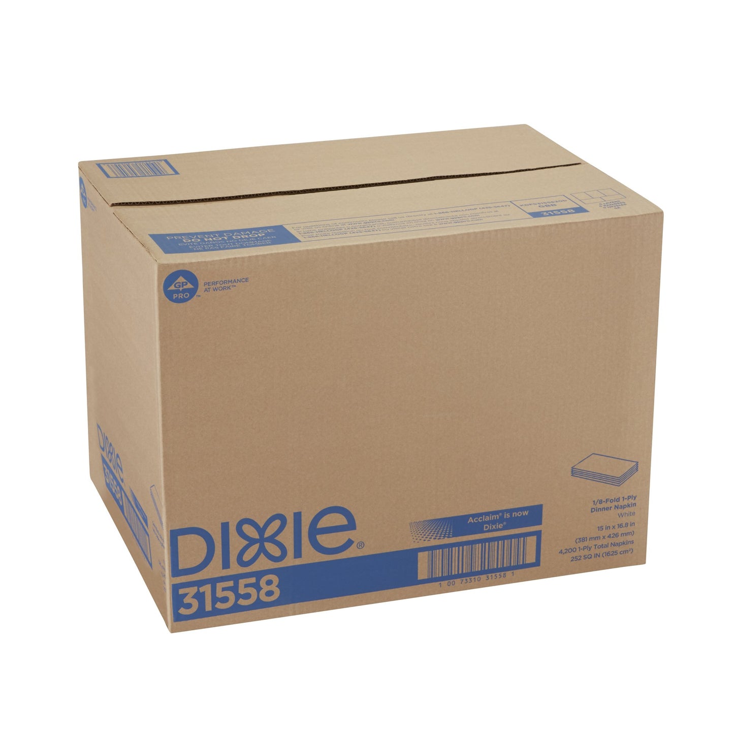 NAPKIN, DINNER WHT 15X17 (350/SL 12SL/CS)