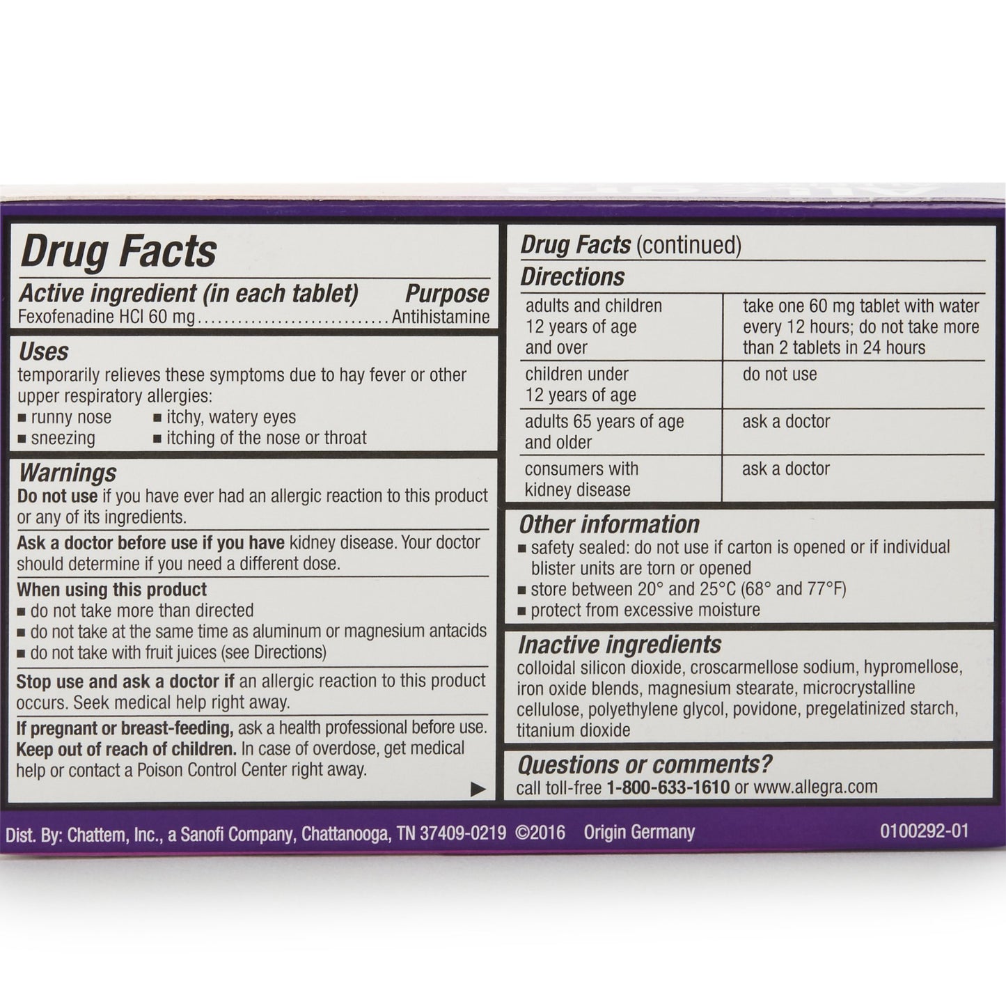 ALLEGRA 12HR, TAB 60MG ADLT (12/BX)