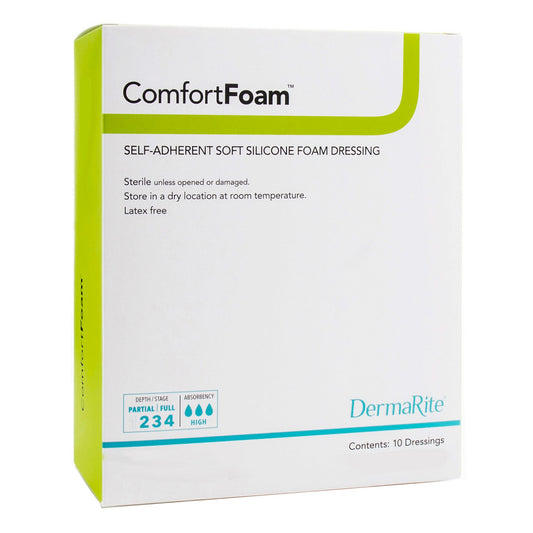 DRESSING, WOUND CMFRT FM SIL ADH W/O BORDER 4"X8" (5/BX)