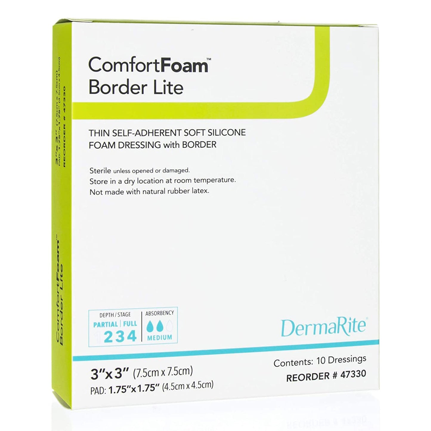 DRESSING, COMFORT FM BRDR LITE3X3 (10/BX)