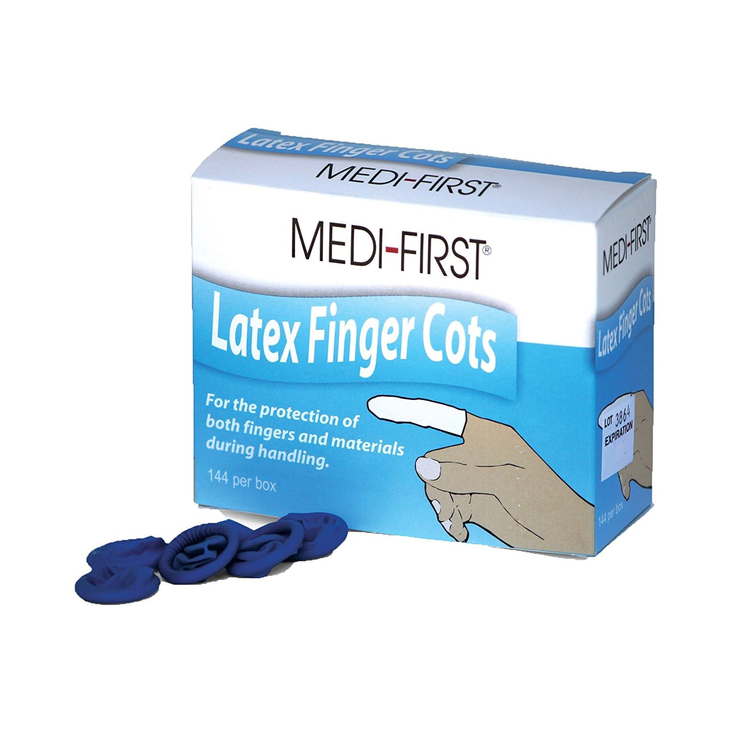 FINGER COT, BLU LG (144/BX)