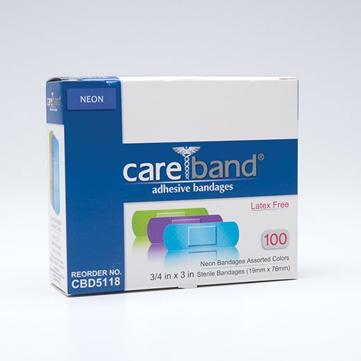 BANDAGE, NEON ASSORTED 3/4"X3"(100/BX 12BX/CS)