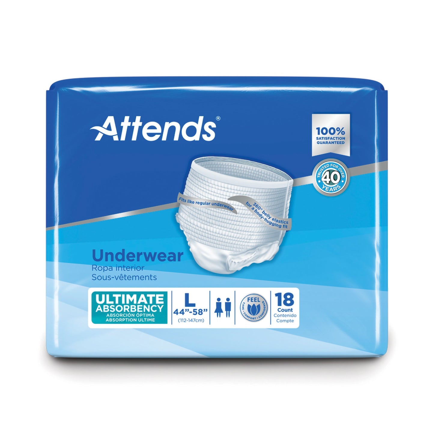 UNDERWEAR, ATTENDS ULT LG (18 /PK 4PK/CS)