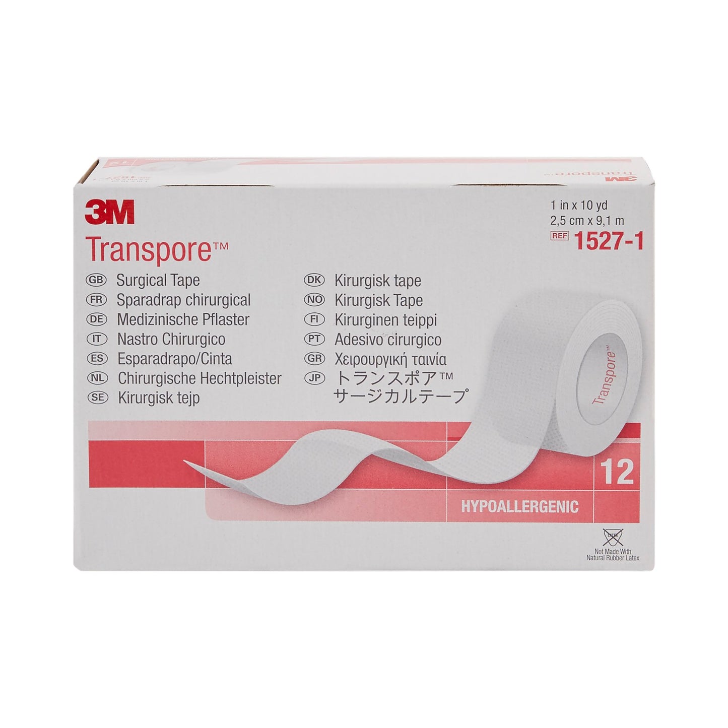 TAPE, ADHSV TRANSPORE 1"X10YDS(12RL/BX) 3M
